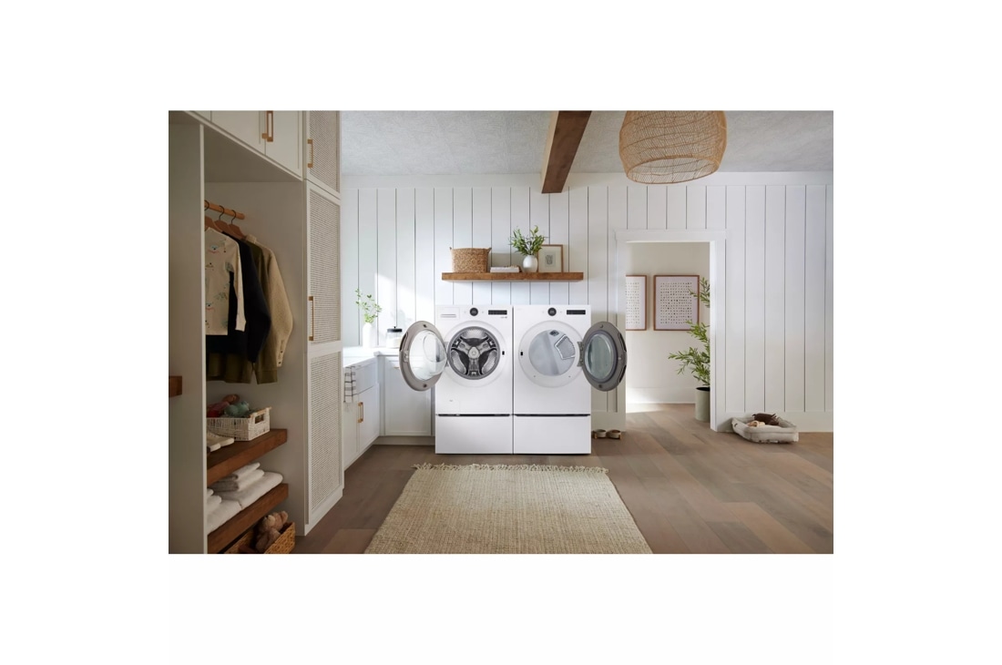 Model: DLEX6500W | LG 7.4 cu. ft. Smart Front Load Electric Dryer with AI Sensor Dry & TurboSteam Technology