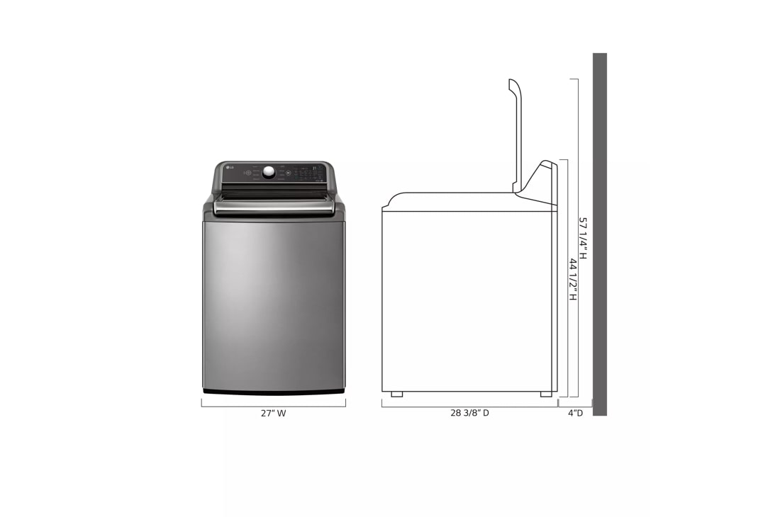 Model: WT7405CV | LG 5.3 cu.ft. Mega Capacity Smart wi-fi Enabled Top Load Washer with 4-Way Agitator & TurboWash3D Technology