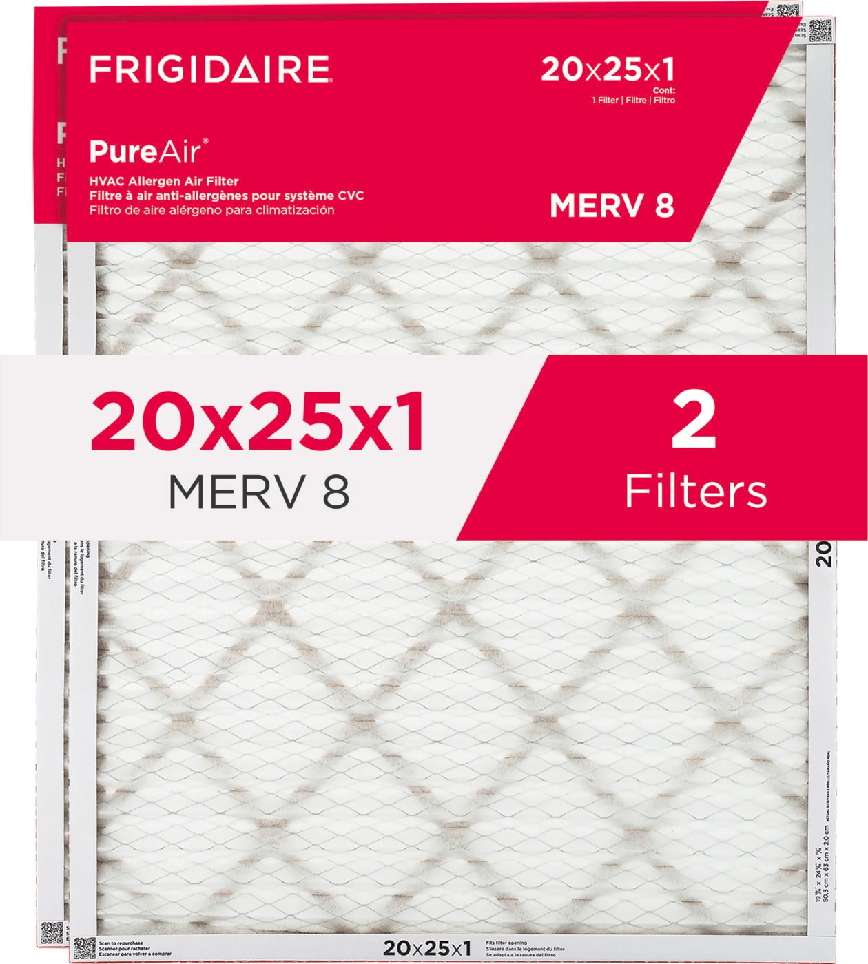 Frigidaire PureAir®   20" x 25" x 1" MERV Allergen 8 Air Filter - 2 Pack