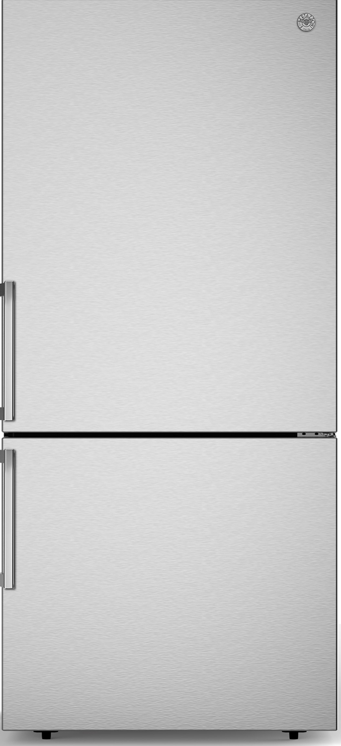 Model: REF31BMFIX | Bertazzoni 31" Bottom Mount refrigerator - Stainless Steel - Reversible Door - with icemaker - handles sold separately