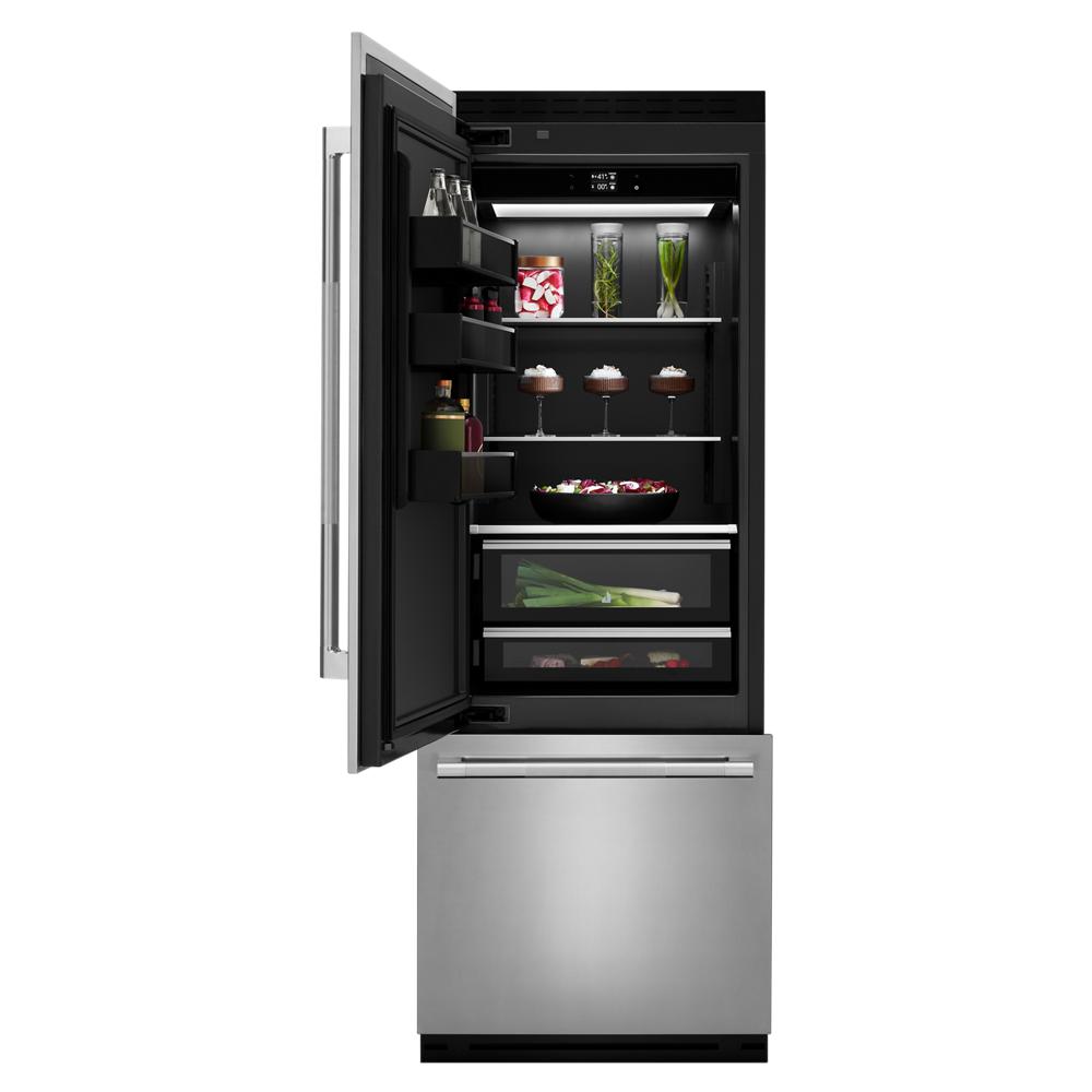 Model: JBBFL30NMX | Jenn-Air Panel-Ready 30" Built-In Bottom-Mount Refrigerator, Left Swing