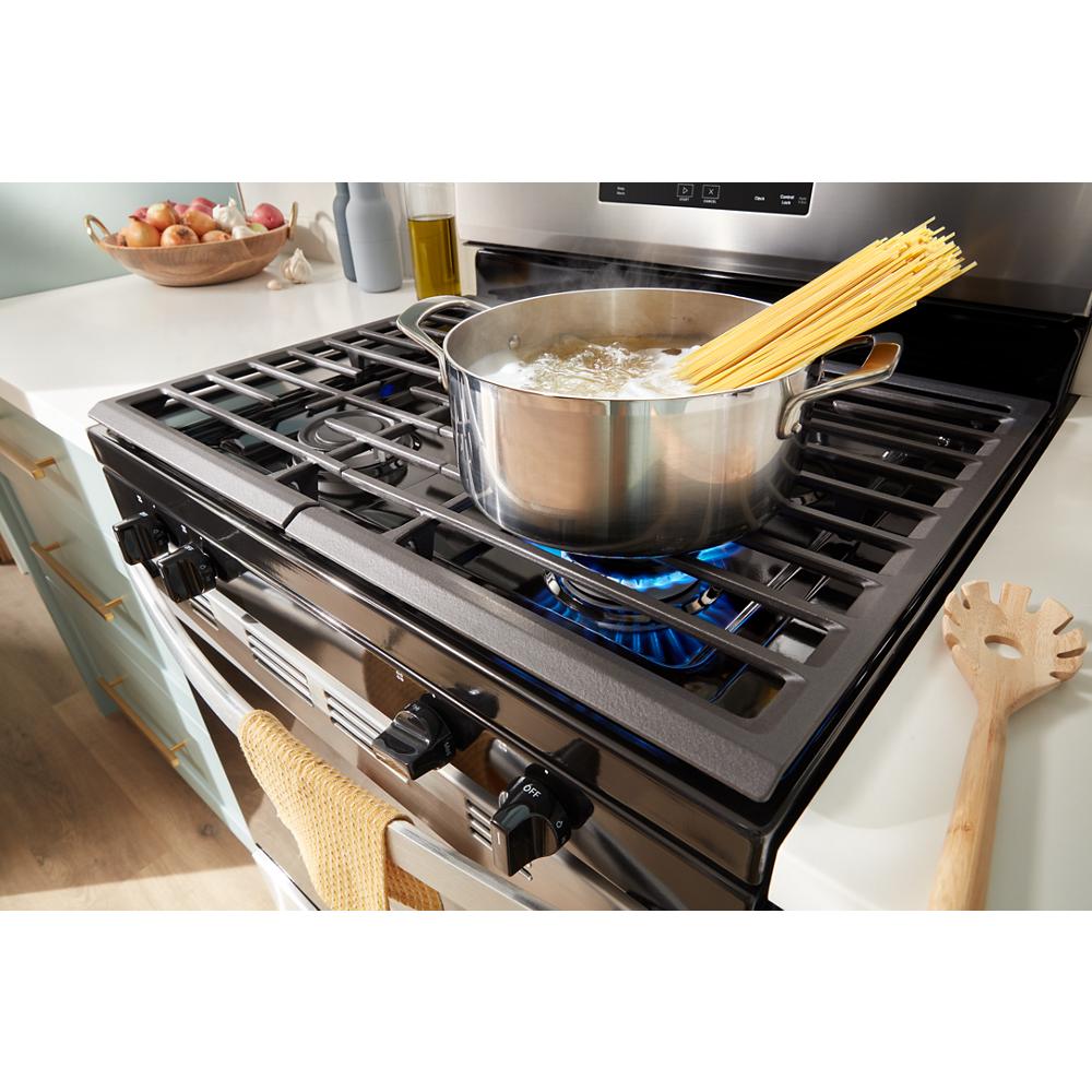 Model: WFGS3530RS | Whirlpool 30-inch Self Clean Gas Range with No Preheat Mode