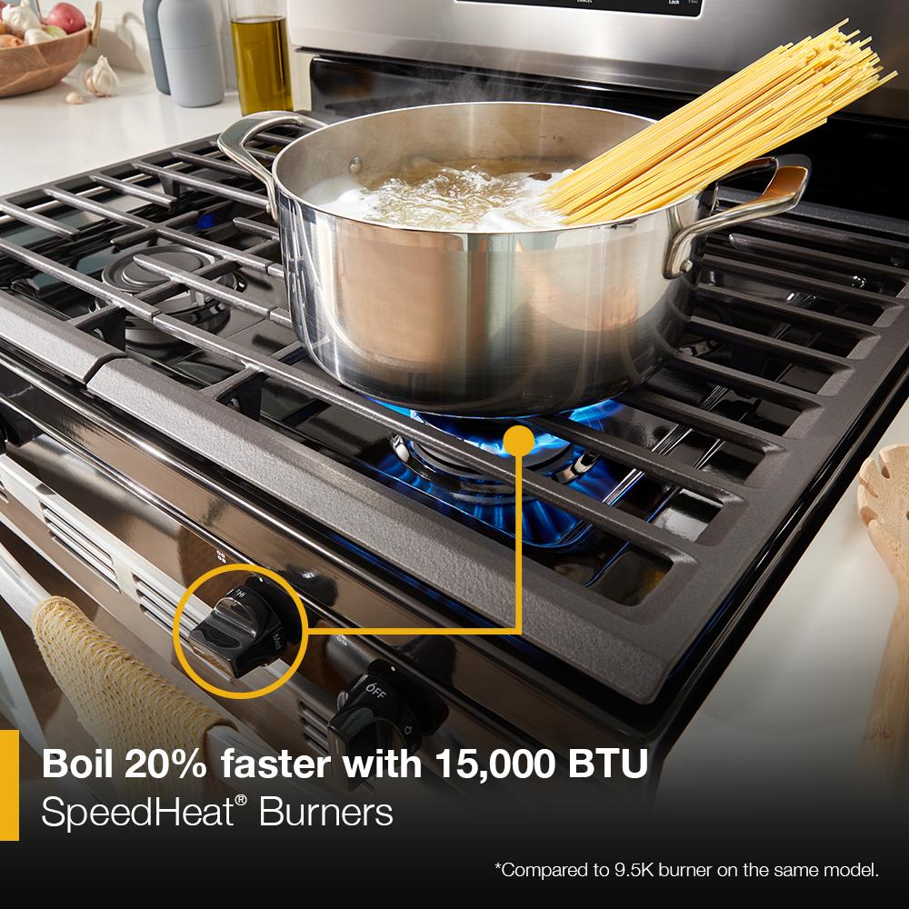 Model: WFGS3530RS | Whirlpool 30-inch Self Clean Gas Range with No Preheat Mode