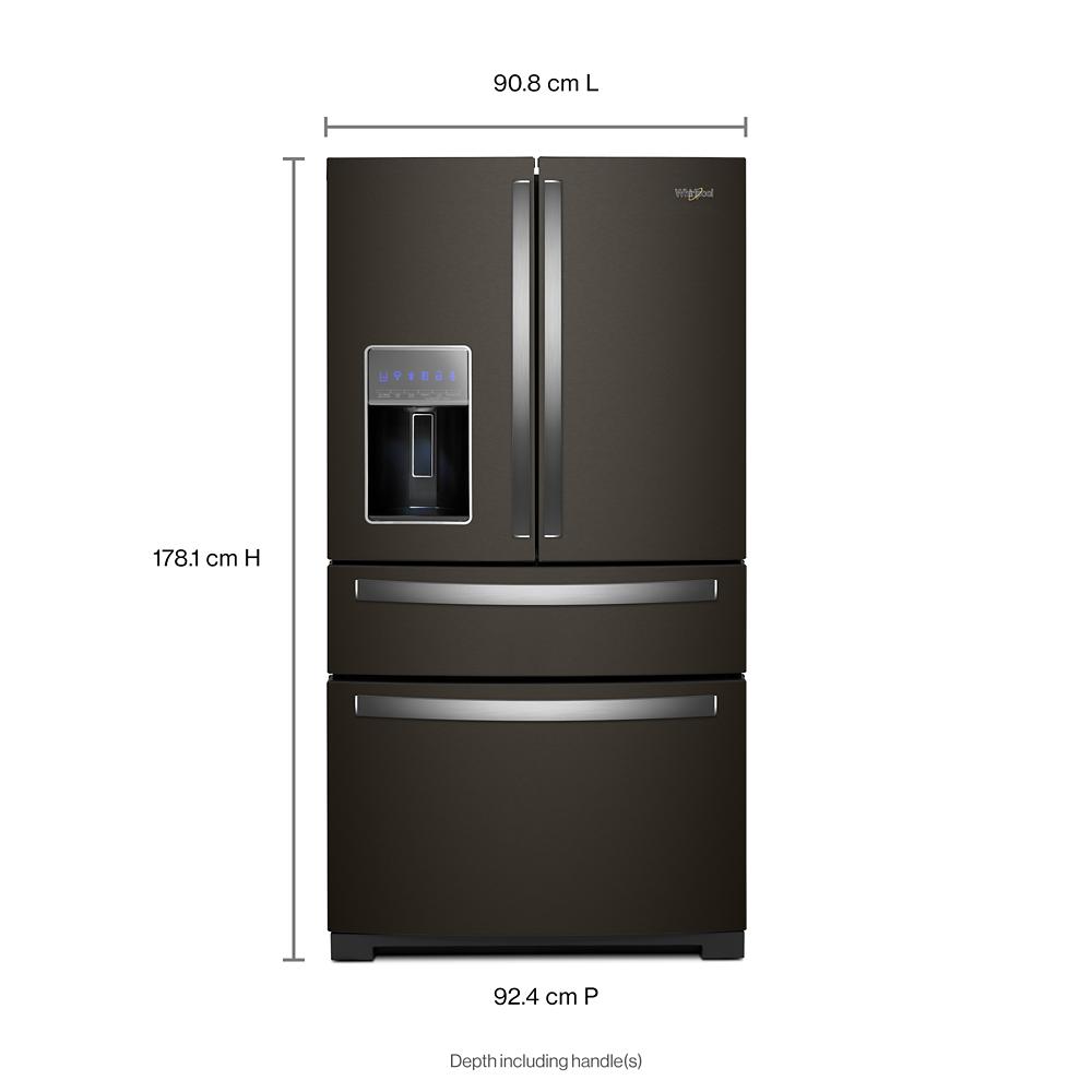 Model: WRMF7736PV | Whirlpool 36-inch Wide 4 Door Refrigerator with Prep and Store Bins - 26 Cu. Ft.