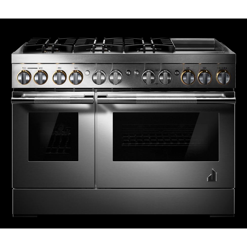 Model: JDRP548HL | Jenn-Air RISE™ 48" Dual-Fuel Professional Range with Chrome-Infused Griddle
