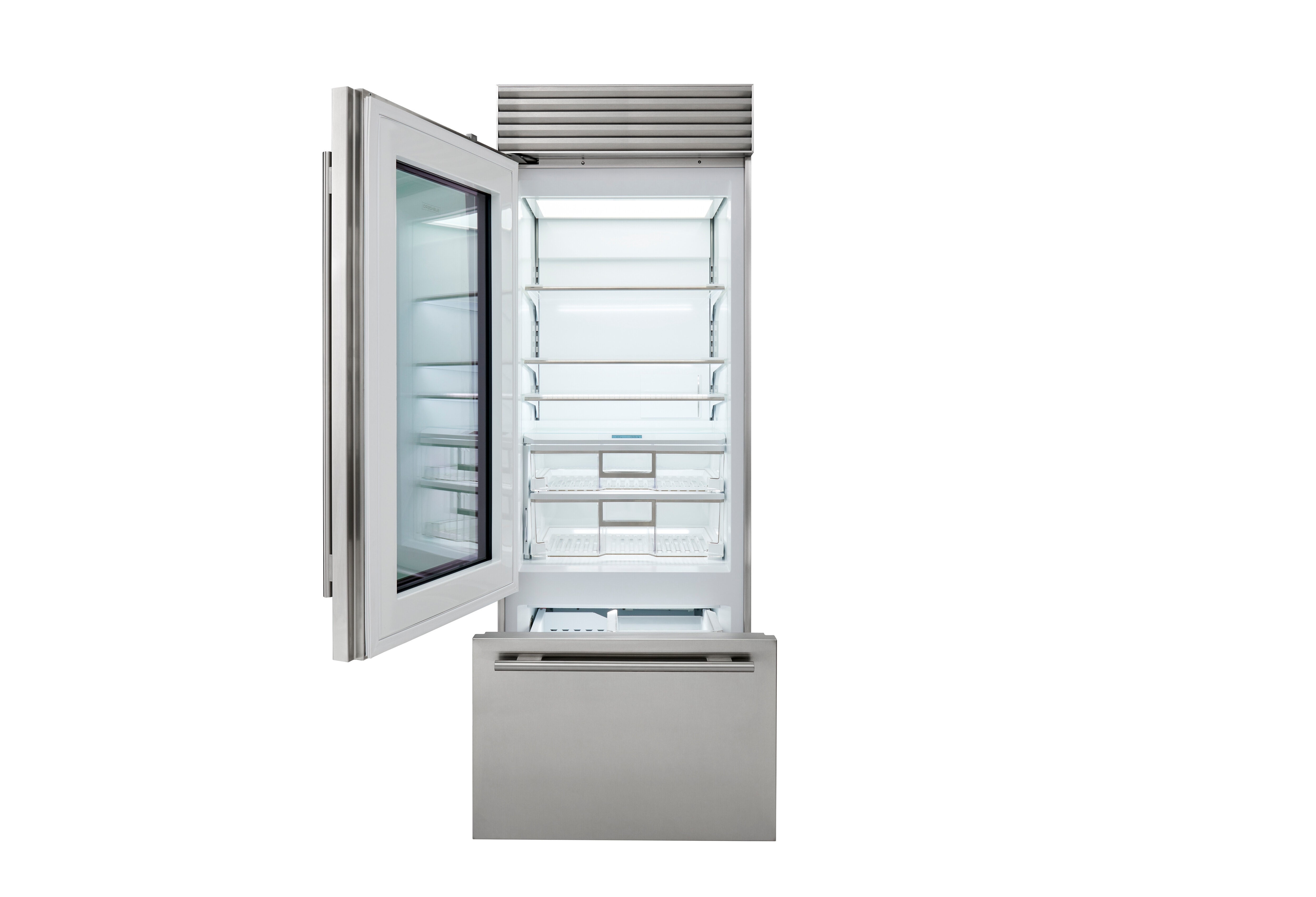 Model: CL3050UG/S/P/L | Sub-Zero 30" Classic Over-and-Under Refrigerator/Freezer with Glass Door