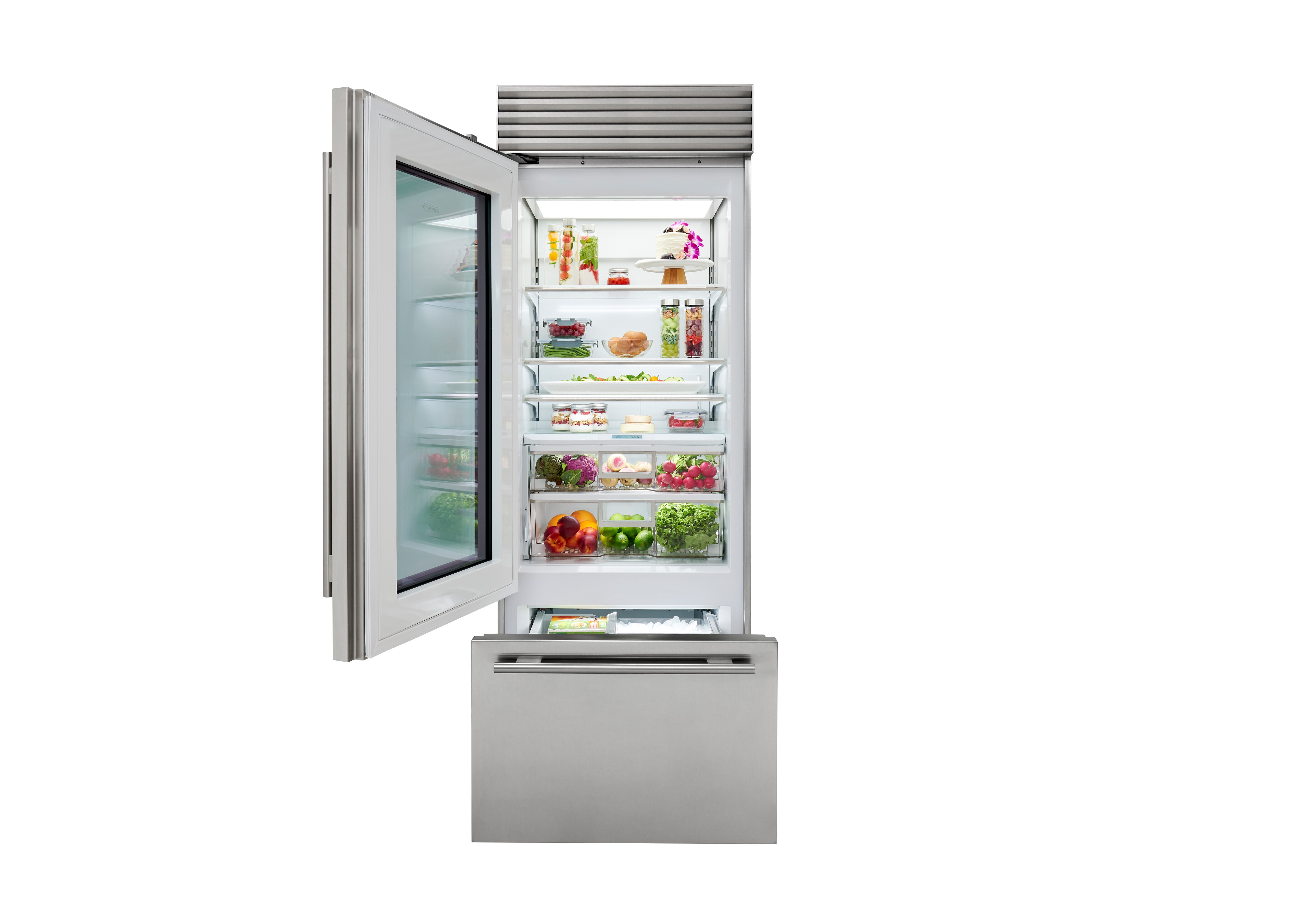 Model: CL3050UG/S/P/L | Sub-Zero 30" Classic Over-and-Under Refrigerator/Freezer with Glass Door