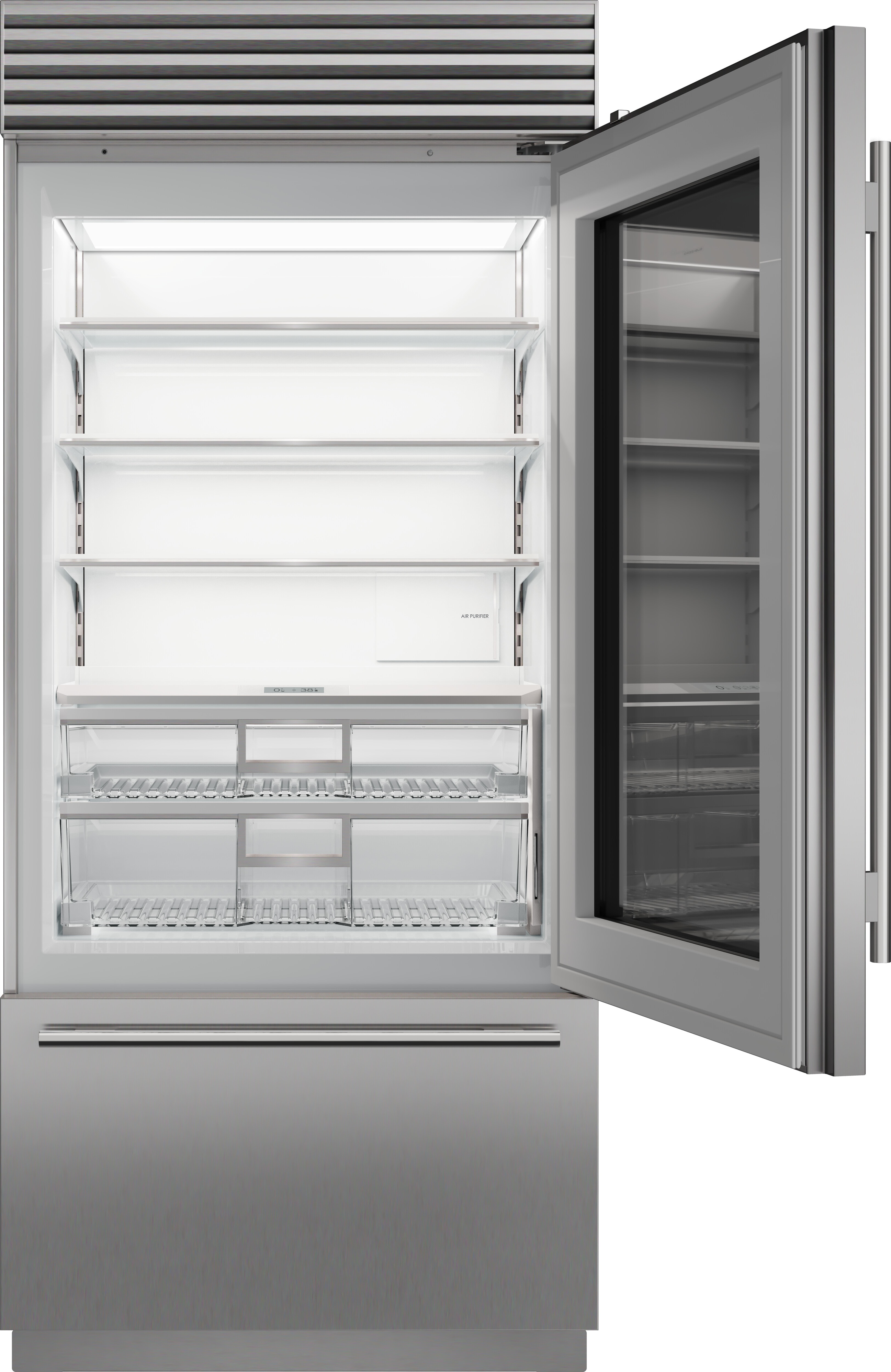 Model: CL3650UG/S/T/L | Sub-Zero 36" Classic Over-and-Under Refrigerator/Freezer with Glass Door