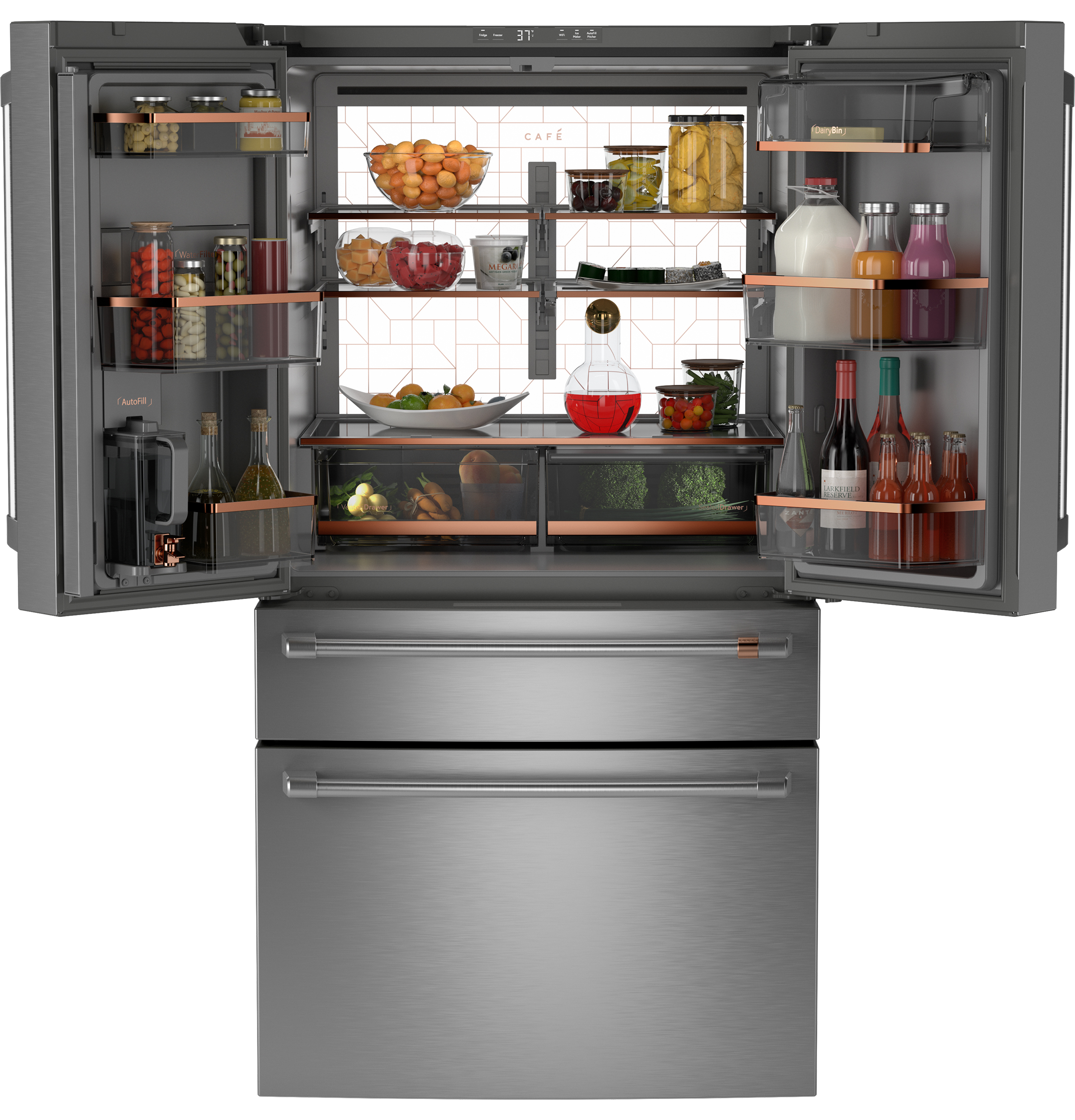 Model: CJE23DP2WS1 | Cafe Café™ ENERGY STAR® 23.2 Cu. Ft. Smart Counter-Depth 4-Door French-Door Refrigerator With Dual-Dispense AutoFill Pitcher