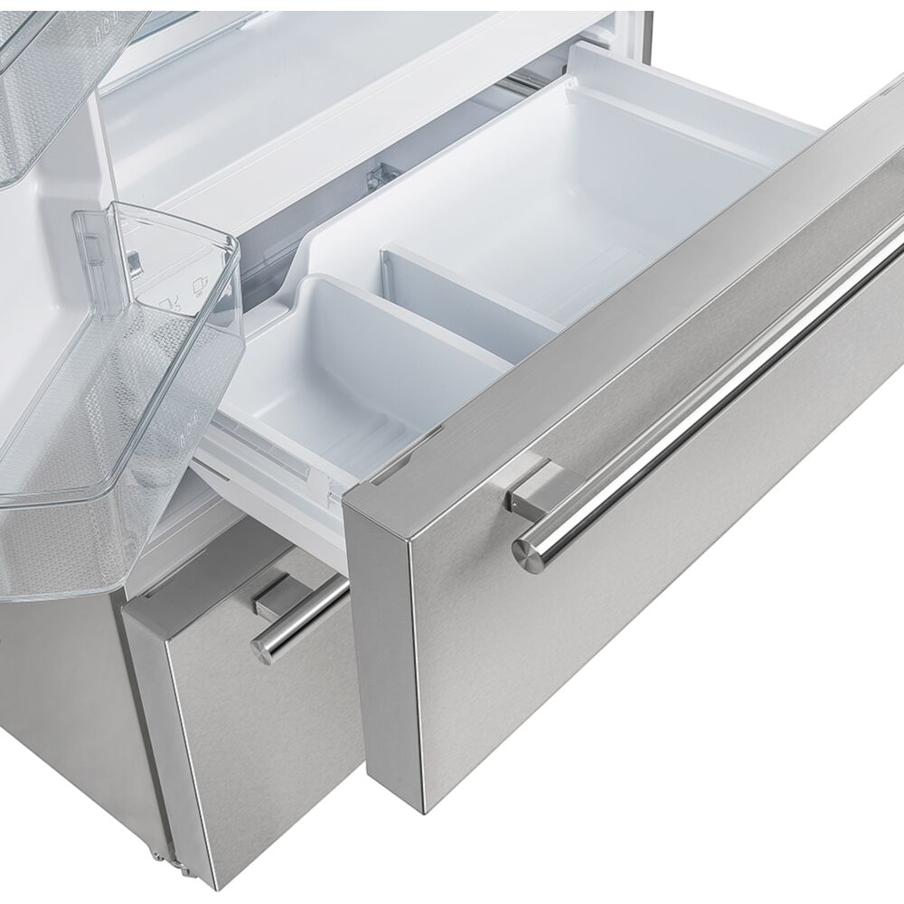 Model: FFRBI1820-36S | Forno 19 CF Counter-Depth 4-Door French Door, Ice Maker, Silver Shelf Trim
