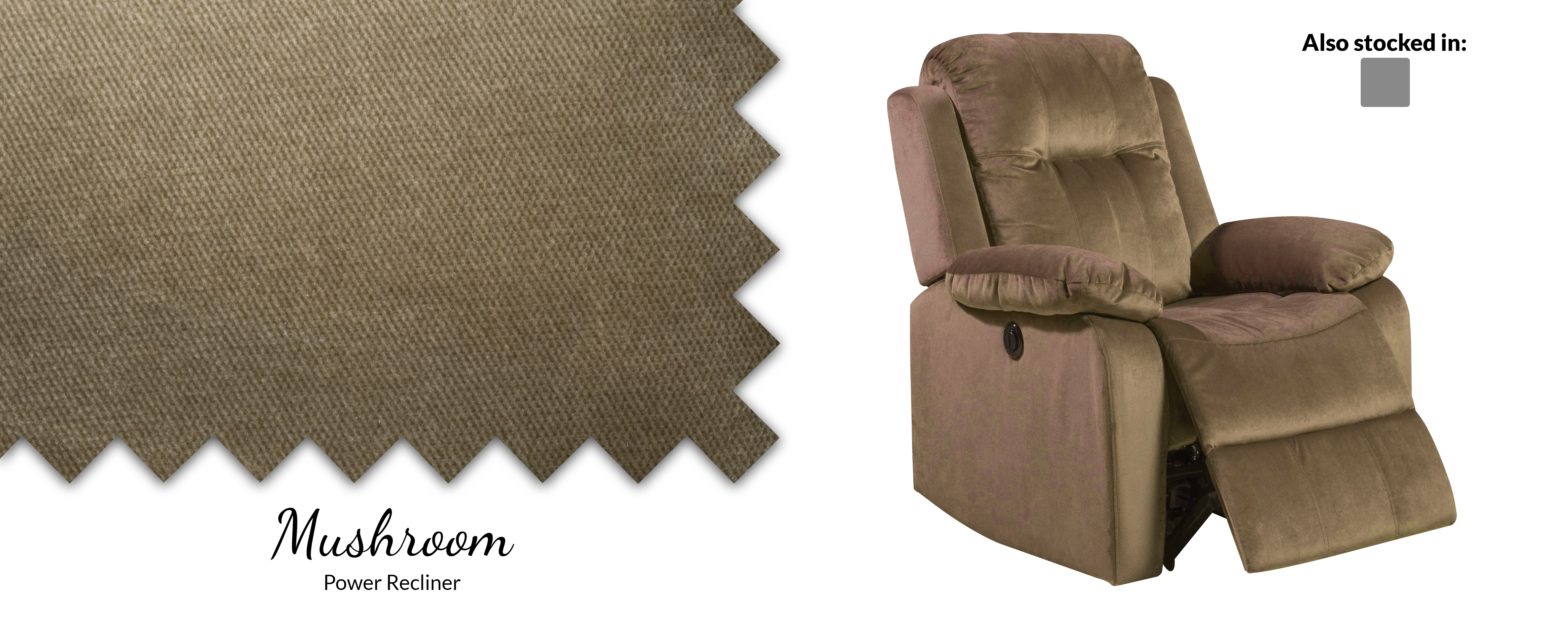Model: U1294W-21-P-UM | AWF U1294W-21-P-UM Power Recliner Mushroom