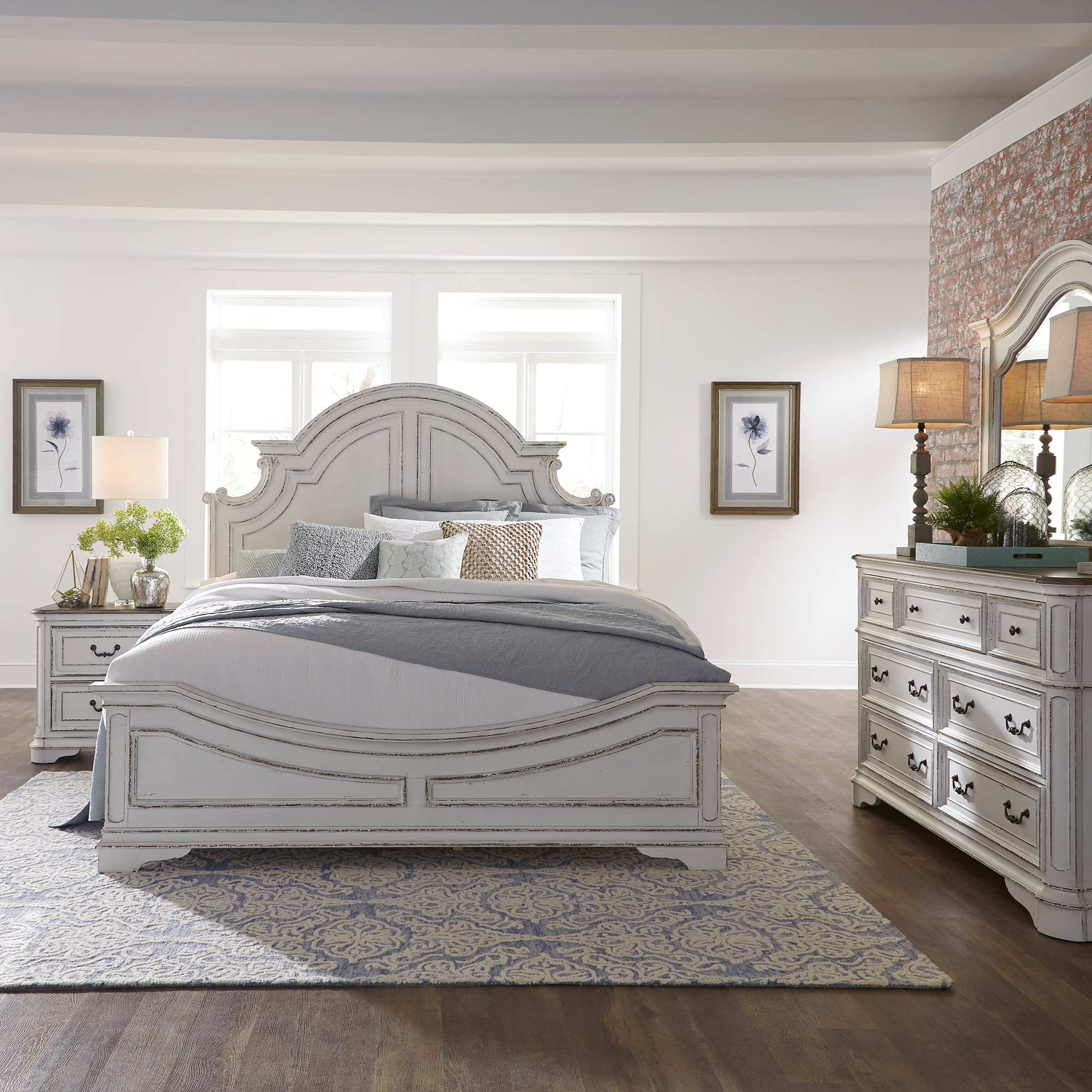 Liberty Furniture King California Panel Bed, Dresser & Mirror, Night Stand