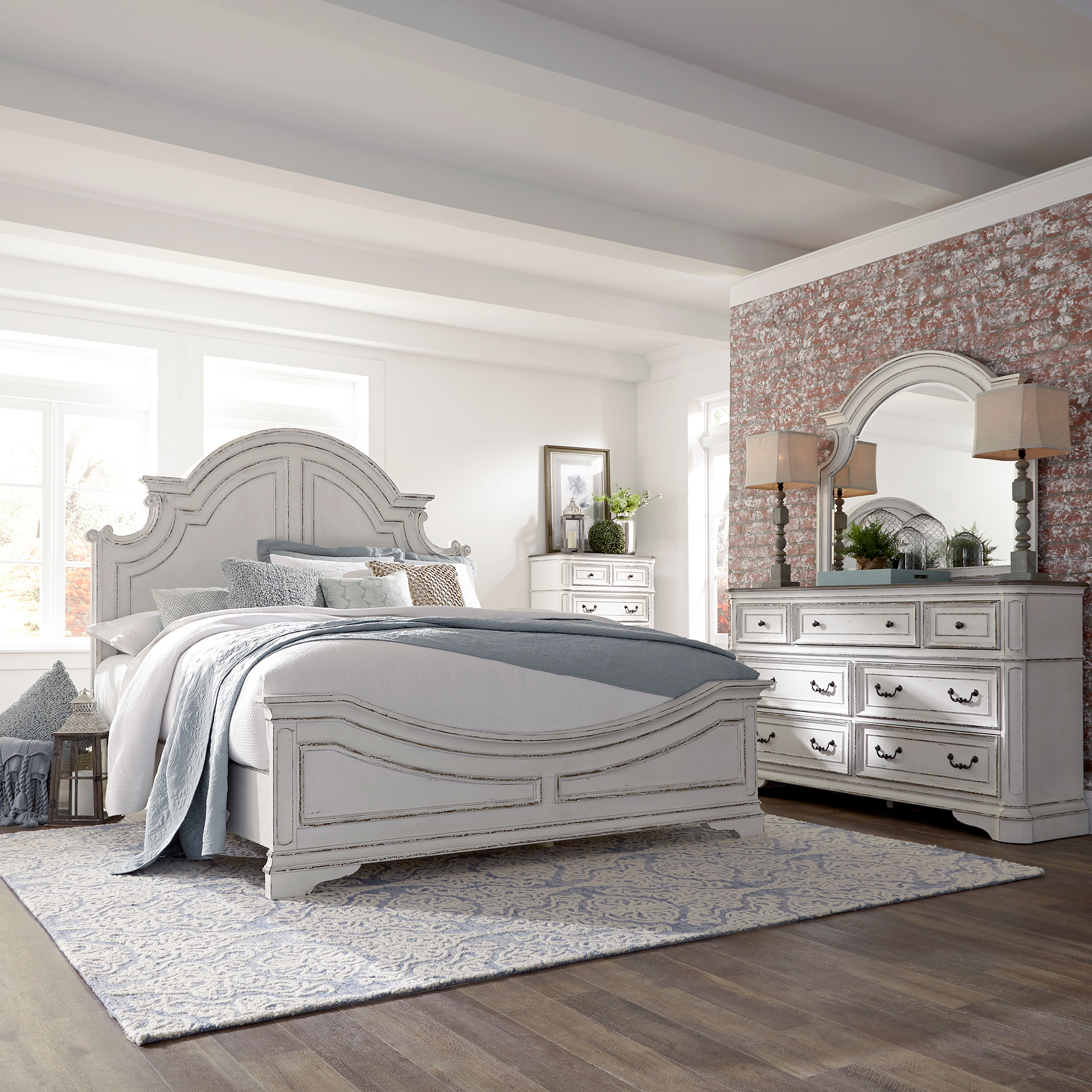 Model: 244-BR-KPBDMC | Liberty Furniture King Panel Bed, Dresser & Mirror, Chest
