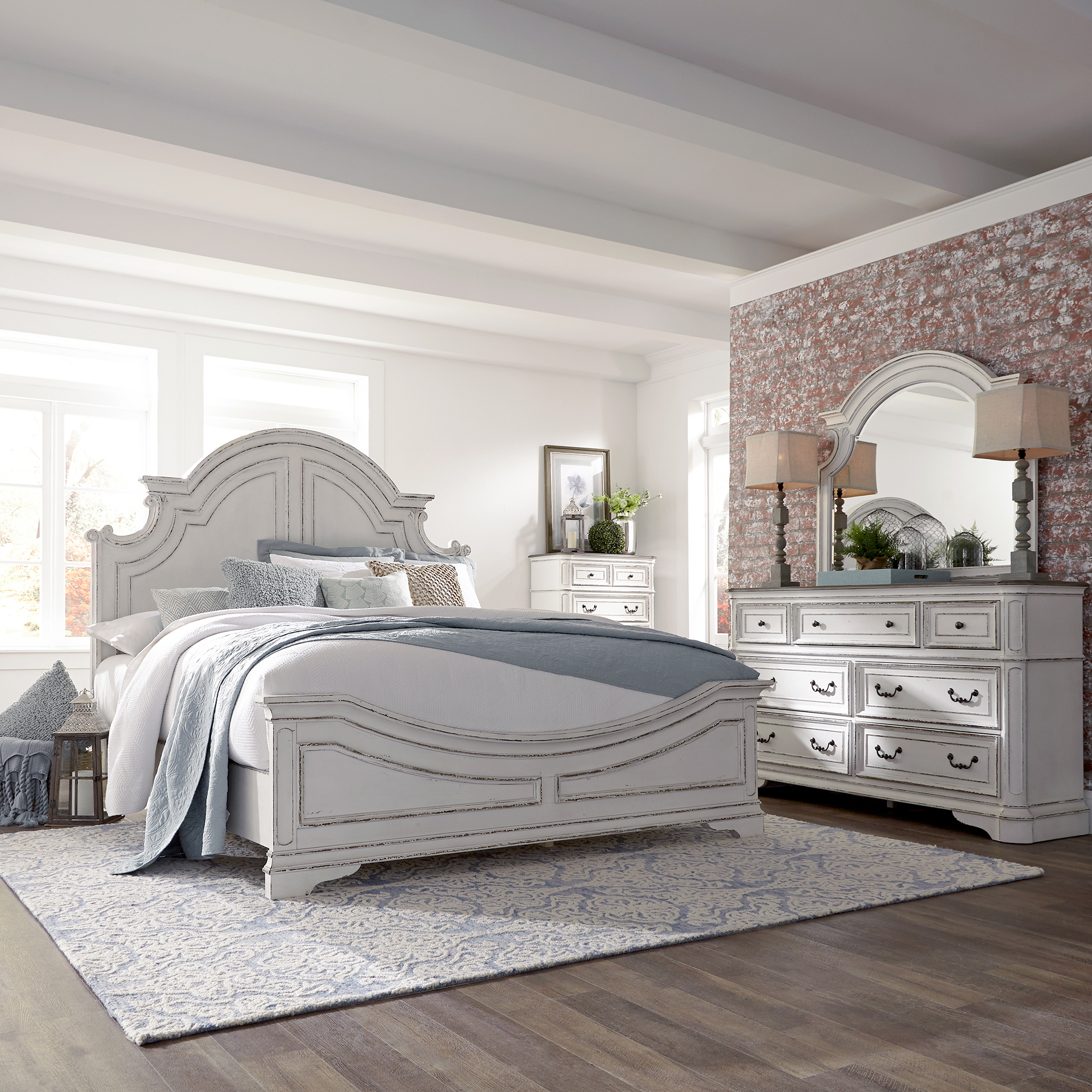 Liberty Furniture Queen Panel Bed, Dresser & Mirror, Chest