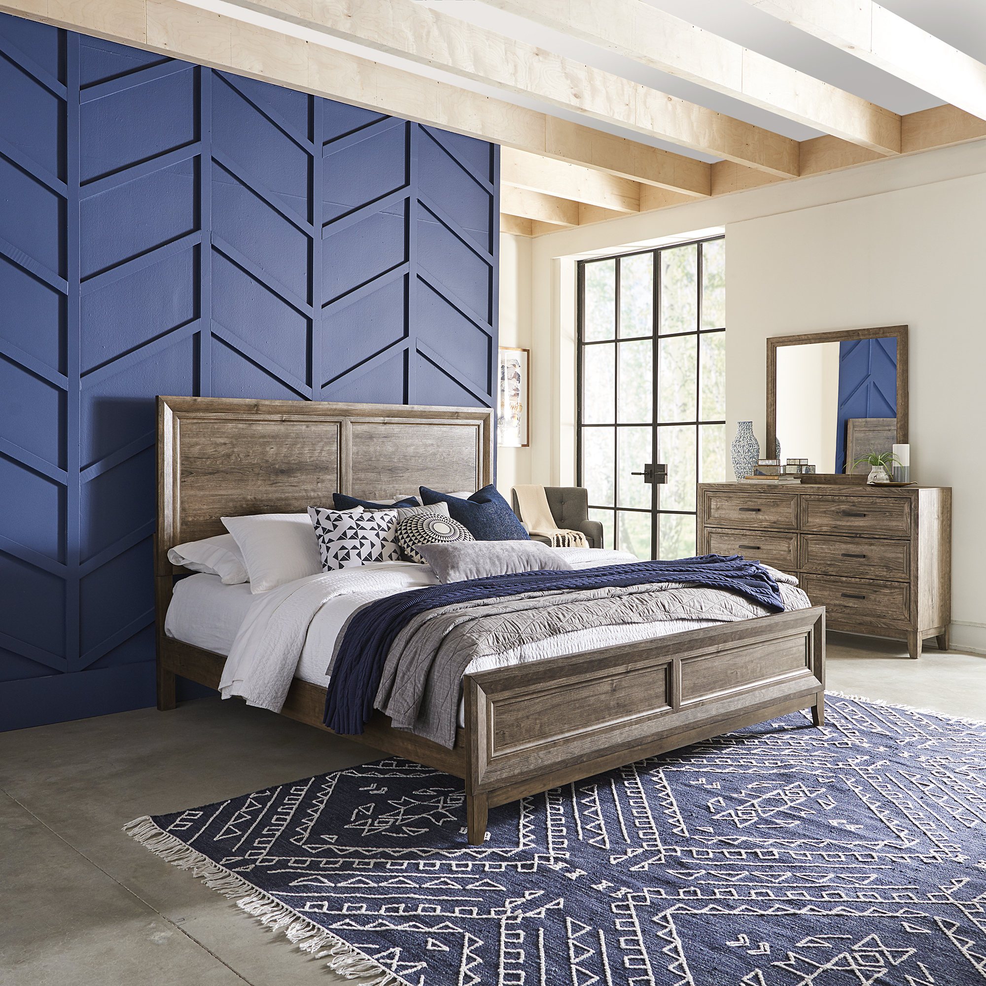 Liberty Furniture King California Panel Bed, Dresser & Mirror