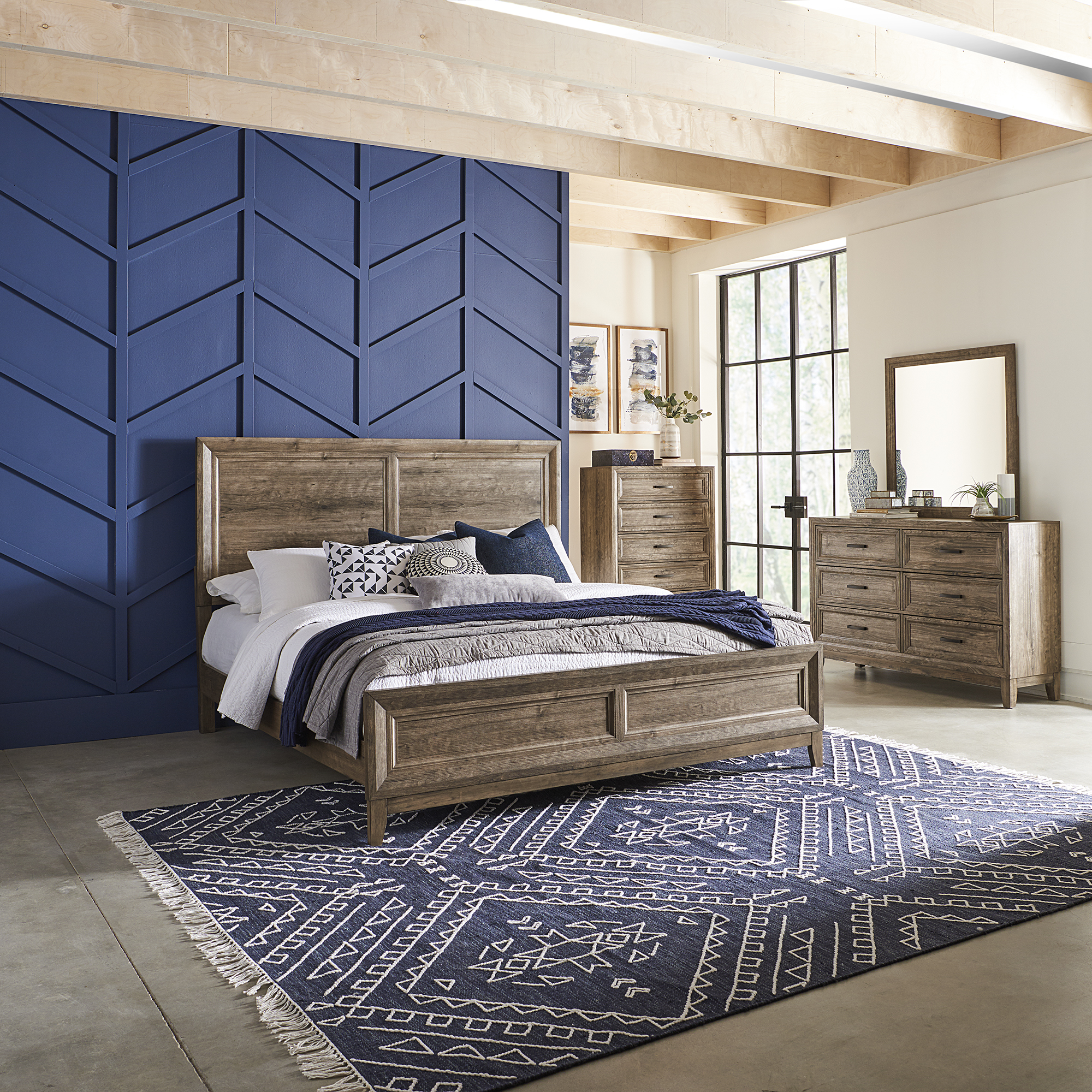 Liberty Furniture King California Panel Bed, Dresser & Mirror, Chest