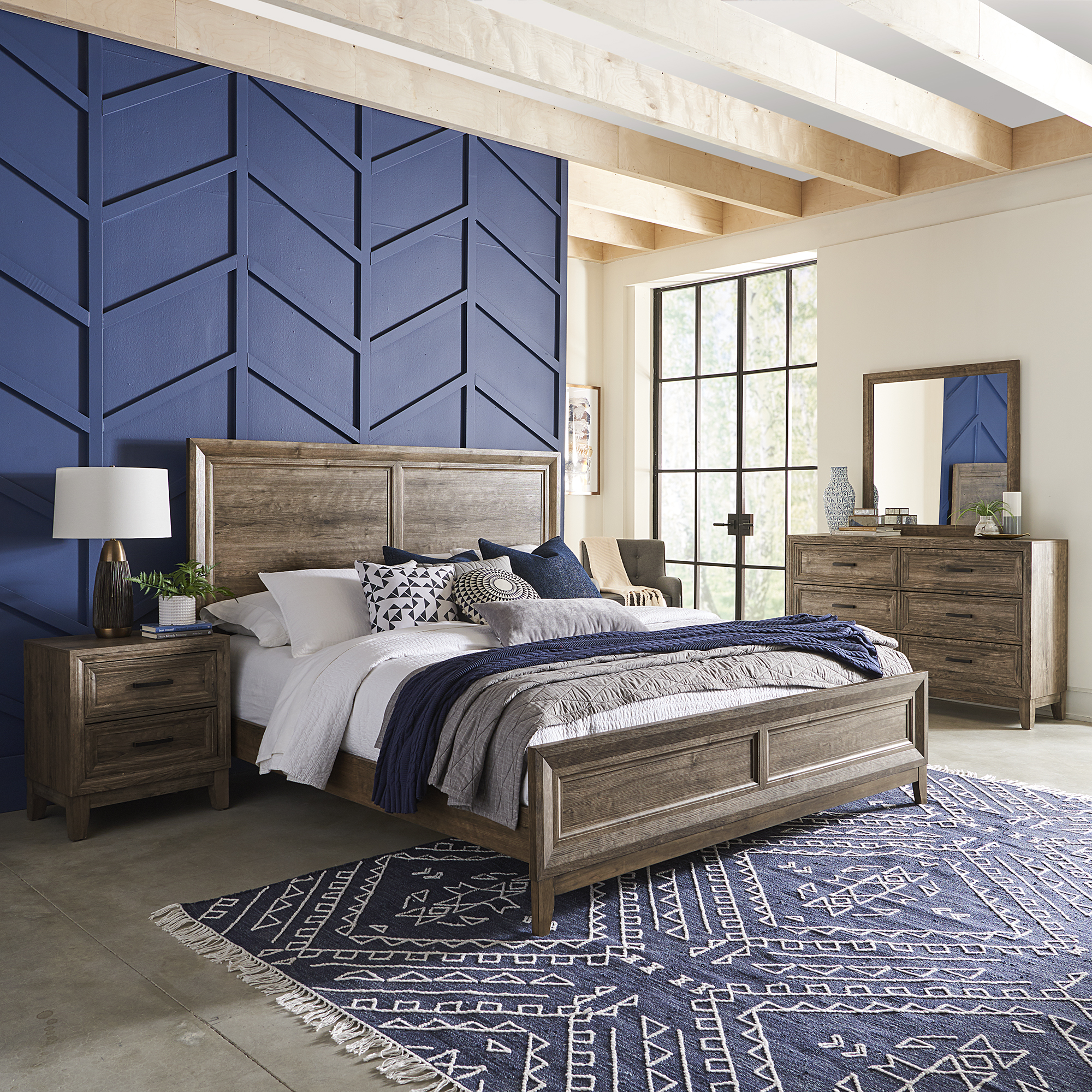 Liberty Furniture King California Panel Bed, Dresser & Mirror, Night Stand