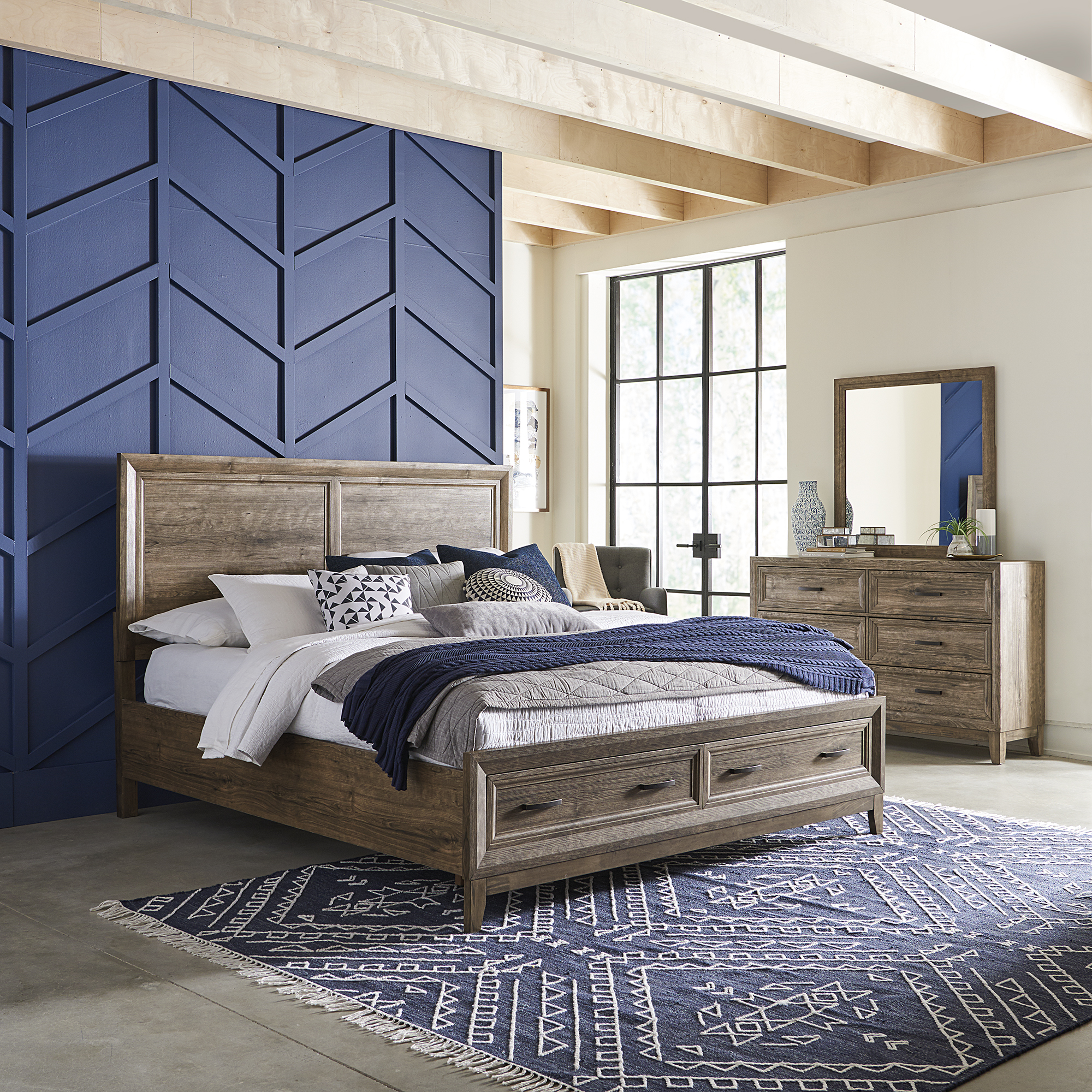 Liberty Furniture Queen Storage Bed, Dresser & Mirror
