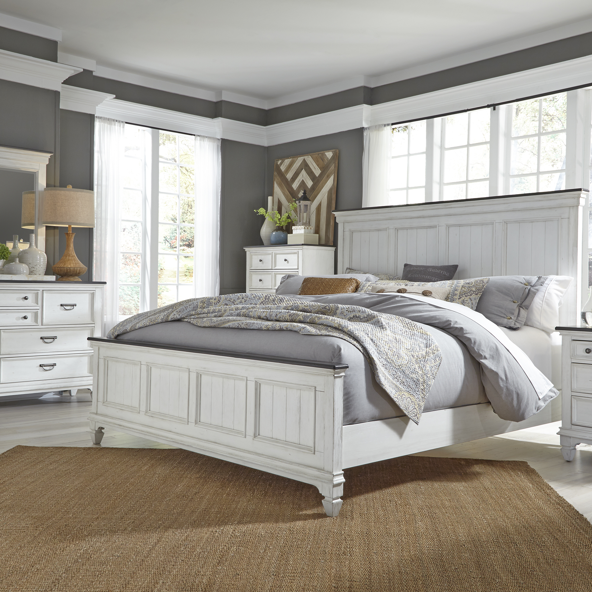 Liberty Furniture King California Panel Bed, Dresser & Mirror, Chest