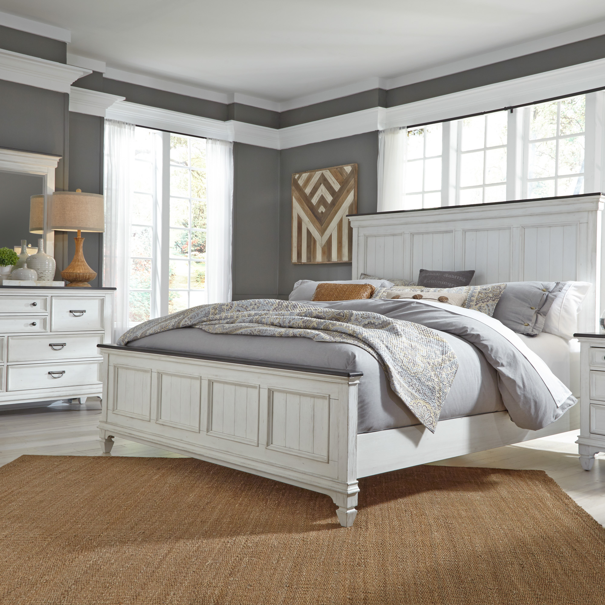Liberty Furniture Queen Panel Bed, Dresser & Mirror