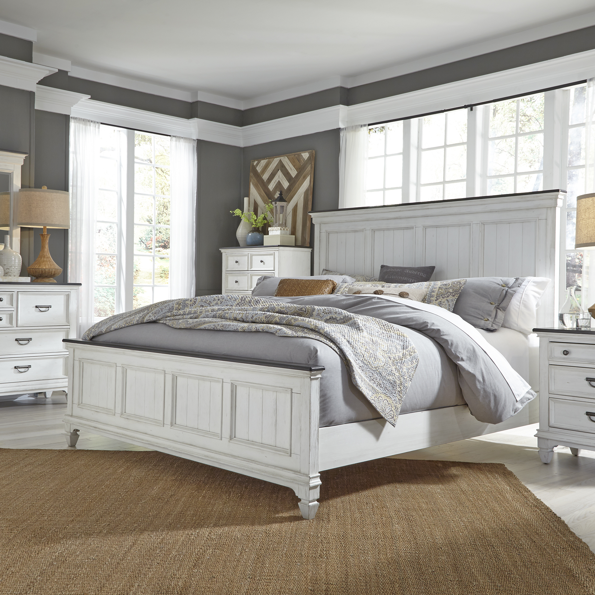Liberty Furniture Queen Panel Bed, Dresser & Mirror, Chest, Night Stand
