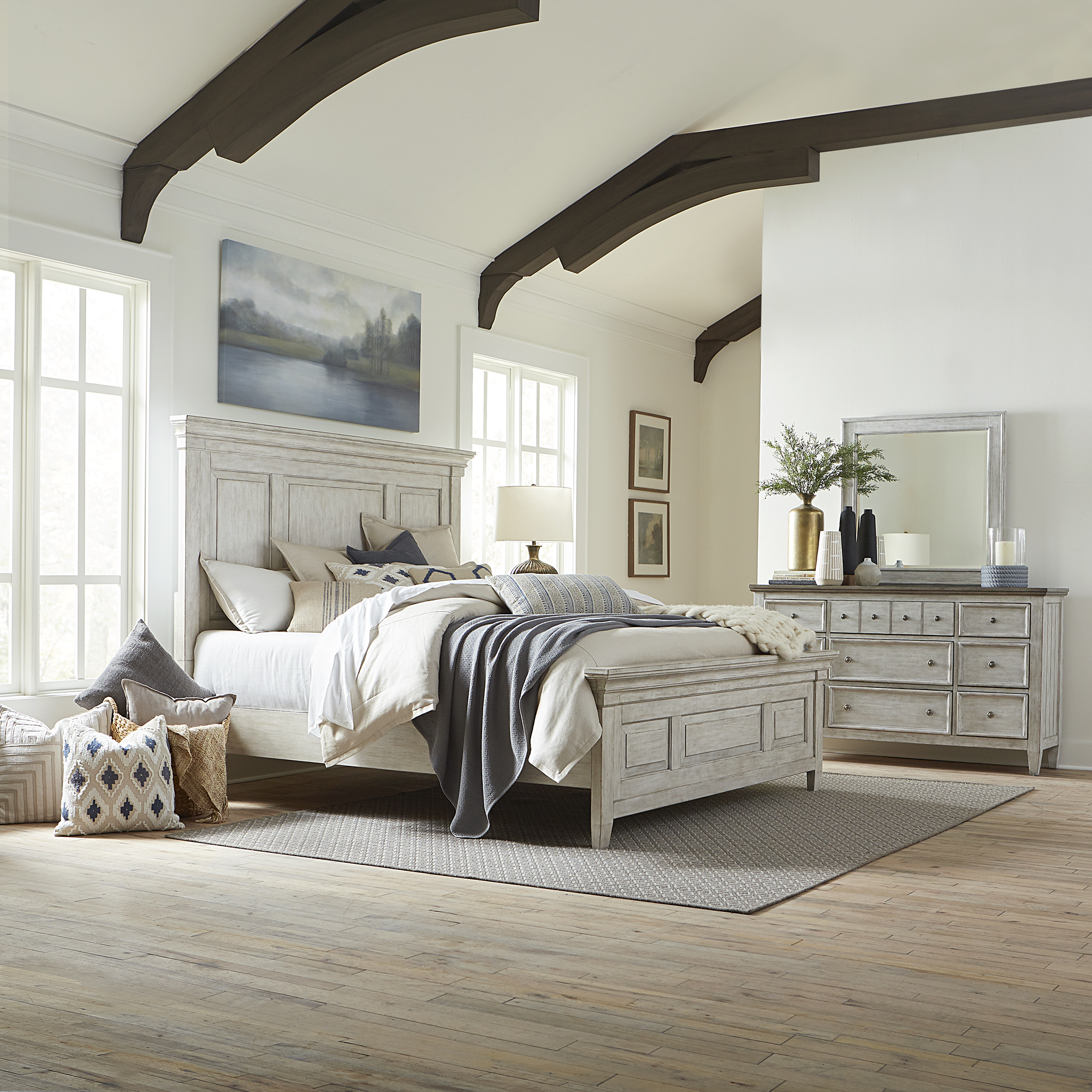 Liberty Furniture King California Panel Bed, Dresser & Mirror