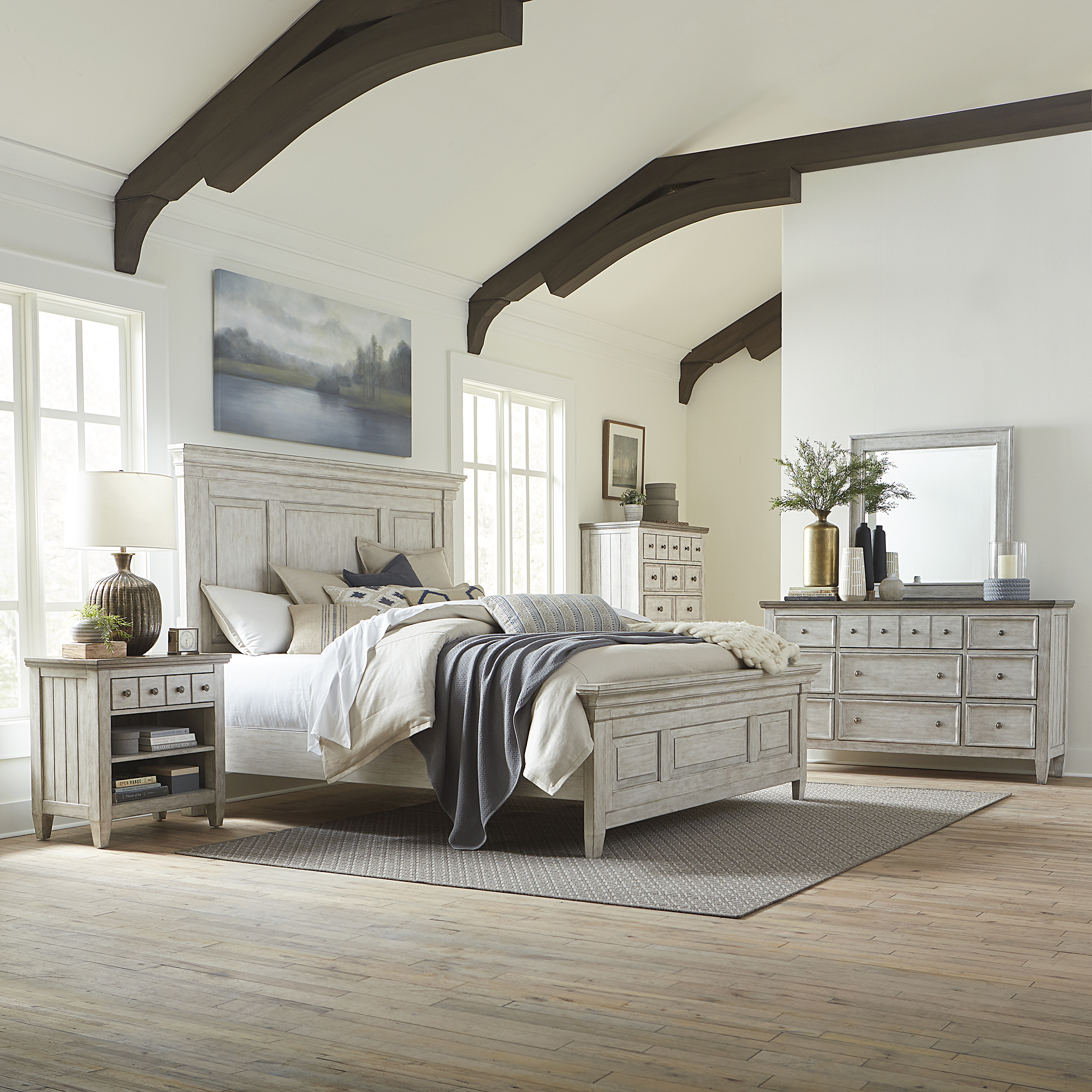 Liberty Furniture Queen Panel Bed, Dresser & Mirror, Chest, Night Stand