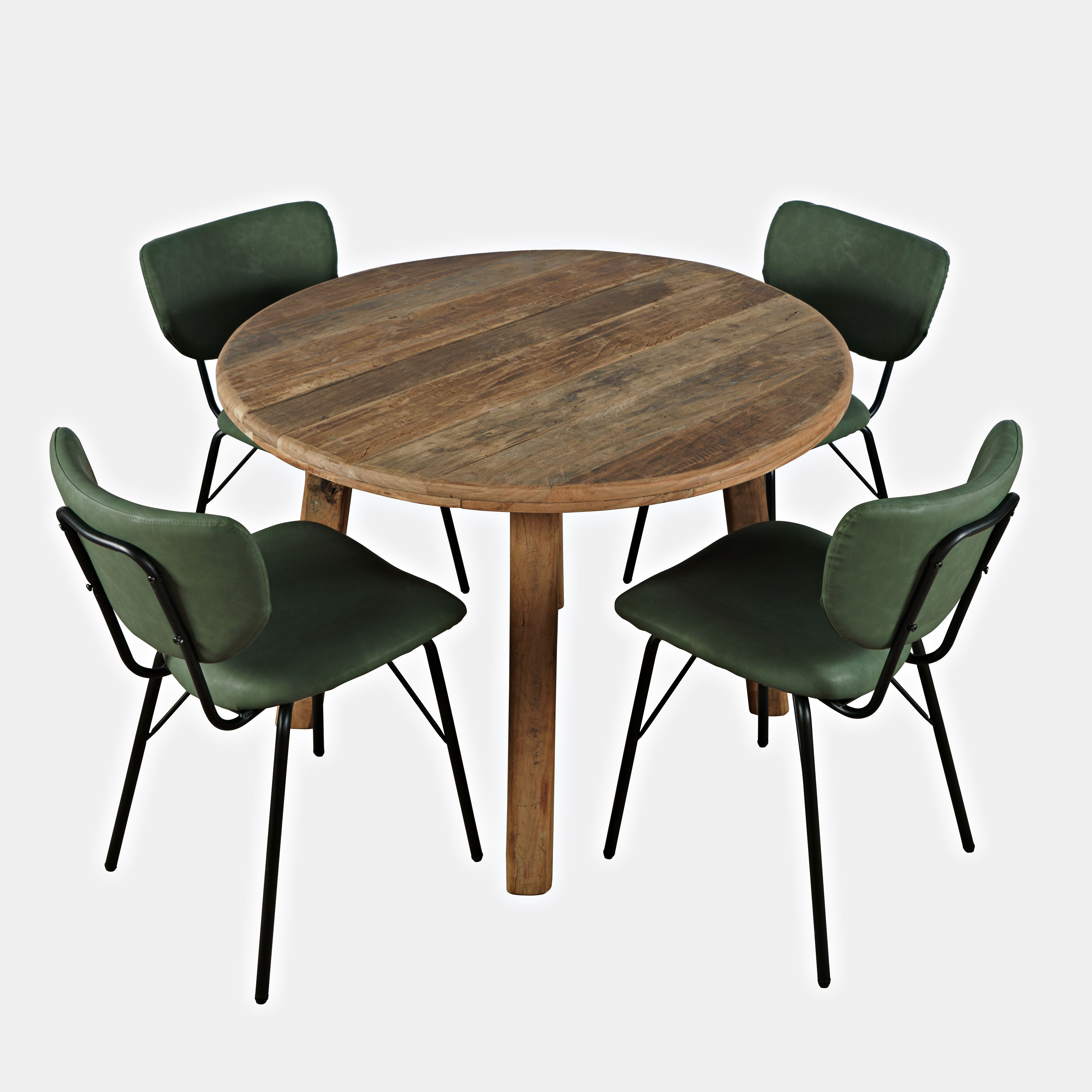 Model: 2301-RND-4-OWNCHJD | Jofran Reclamation Five Piece Dining Set with Upholstered Chairs