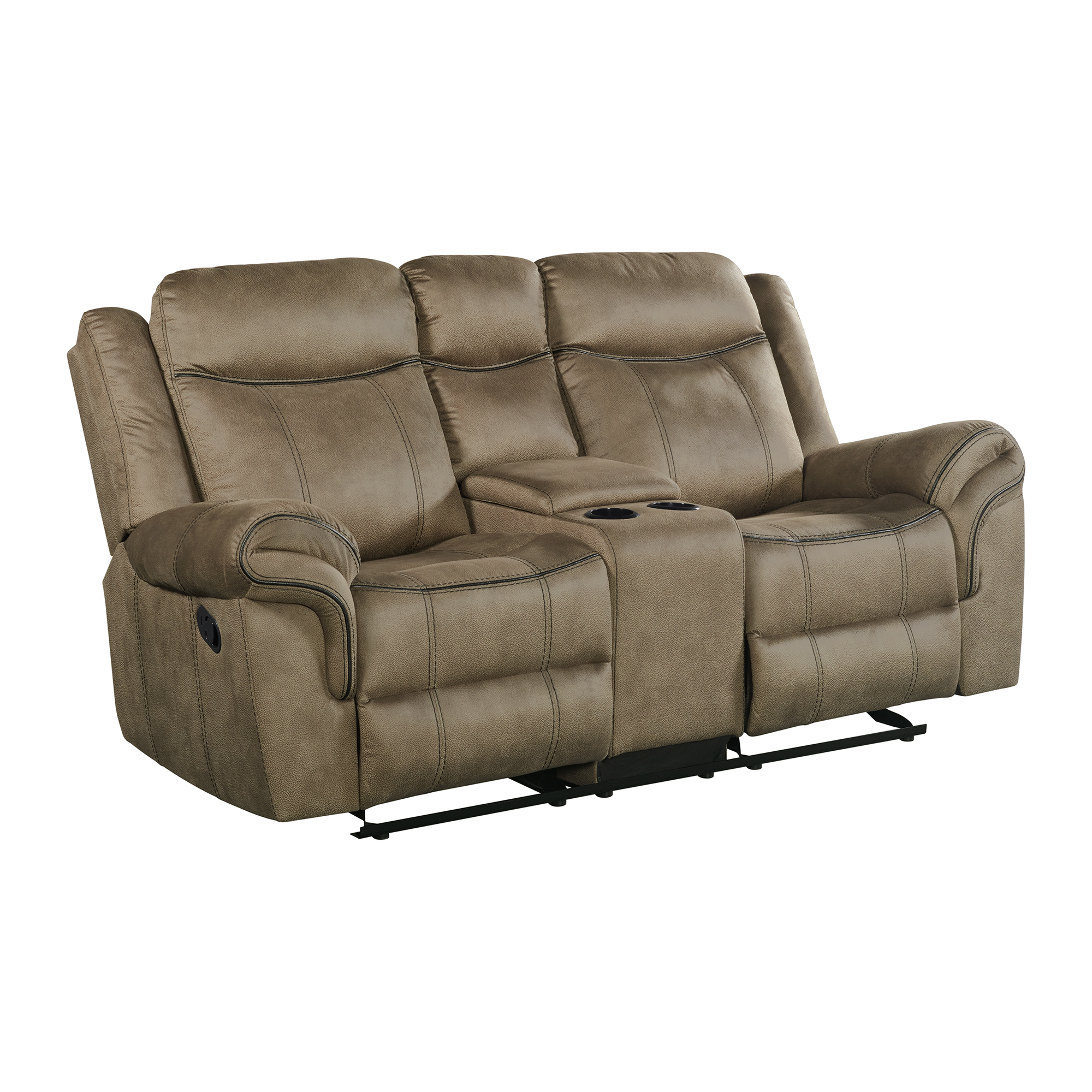 Elements Sorrento Motion Loveseat with Console in T101 Brown