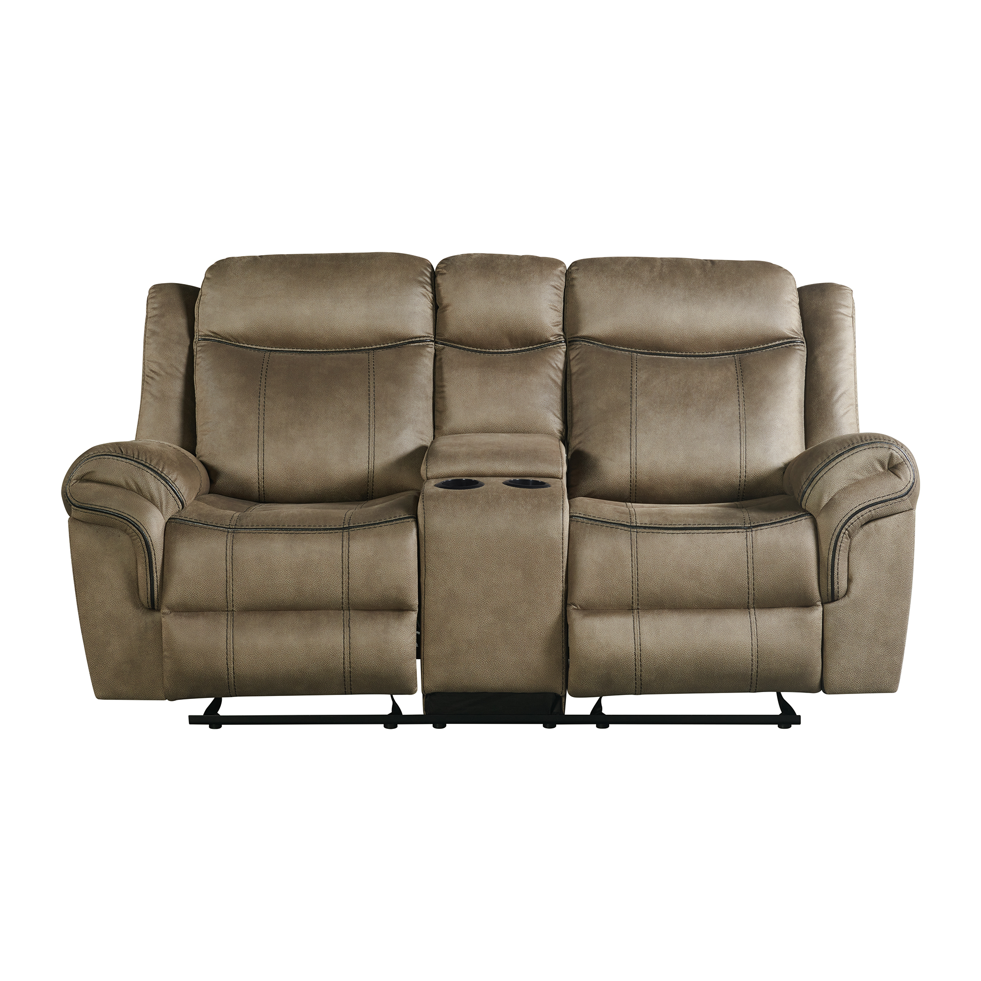 Model: 59928-028-2X | Elements Sorrento Motion Loveseat with Console in T101 Brown