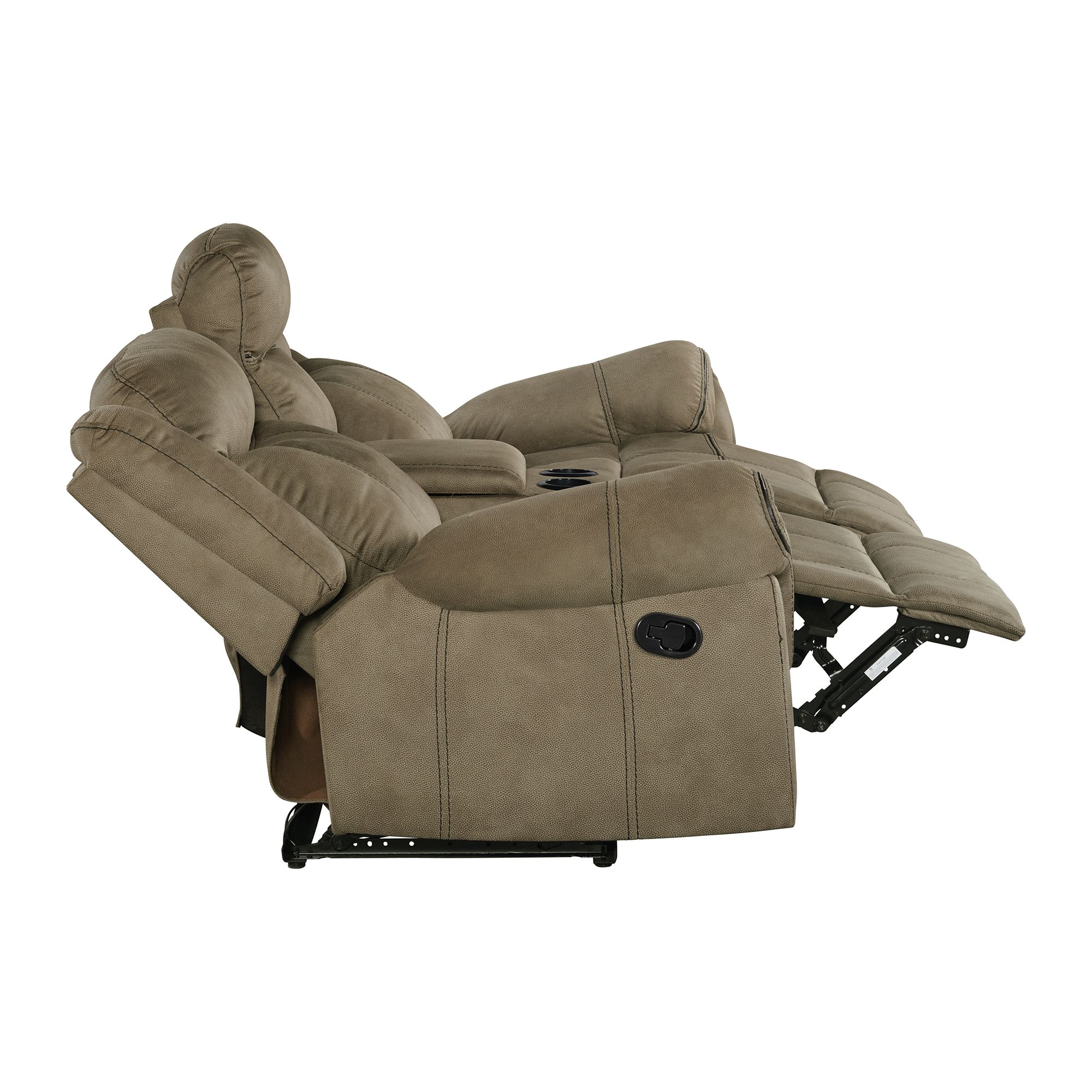 Model: 59928-028-2X | Elements Sorrento Motion Loveseat with Console in T101 Brown
