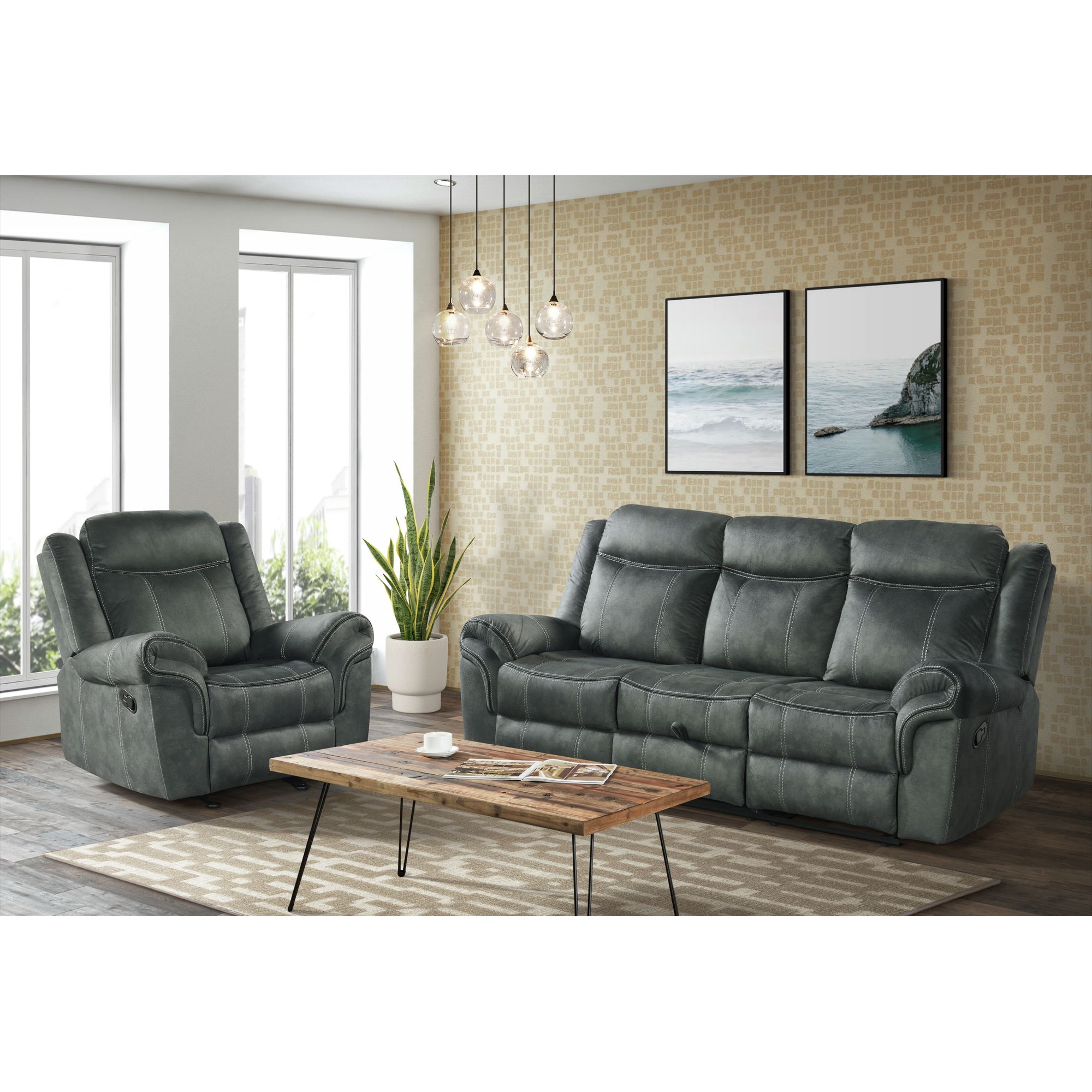 Model: 59928-095-1X | Elements Sorrento Glider Recliner in FB367 Charcoal
