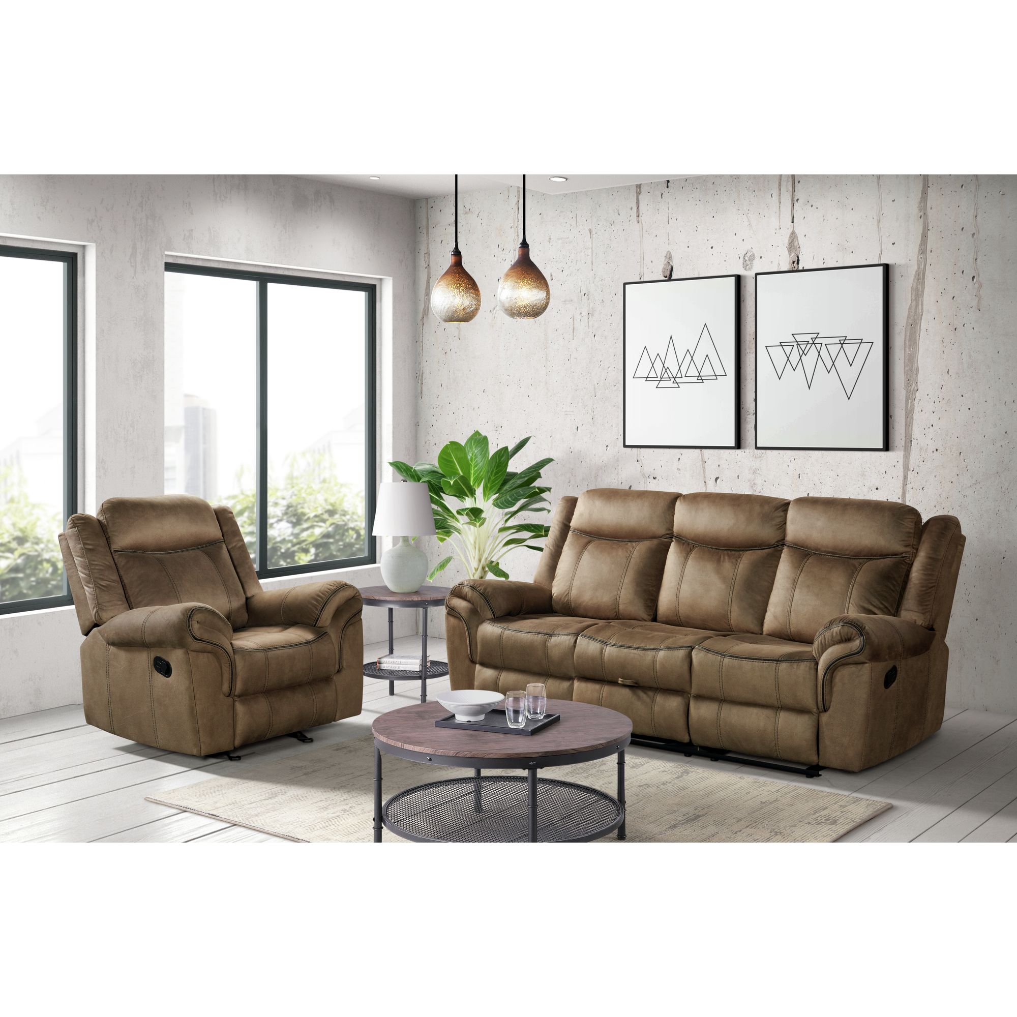 Model: 59928-095-2X | Elements Sorrento Glider Recliner in T101 Brown