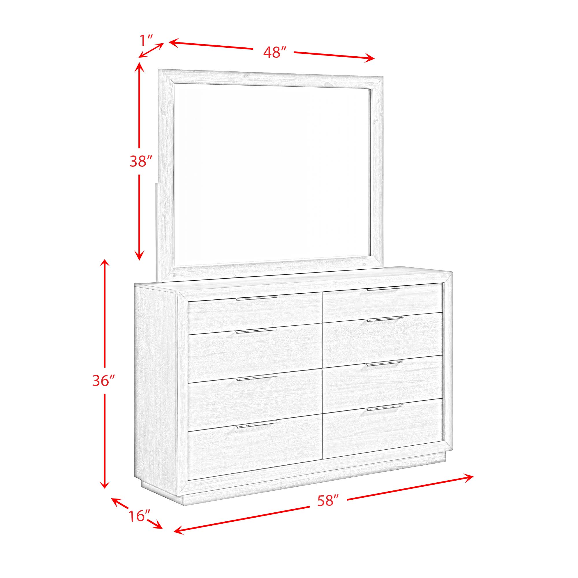 Model: B-3430-5-DRMR | Elements Arcadia Dresser & Mirror Set in Grey