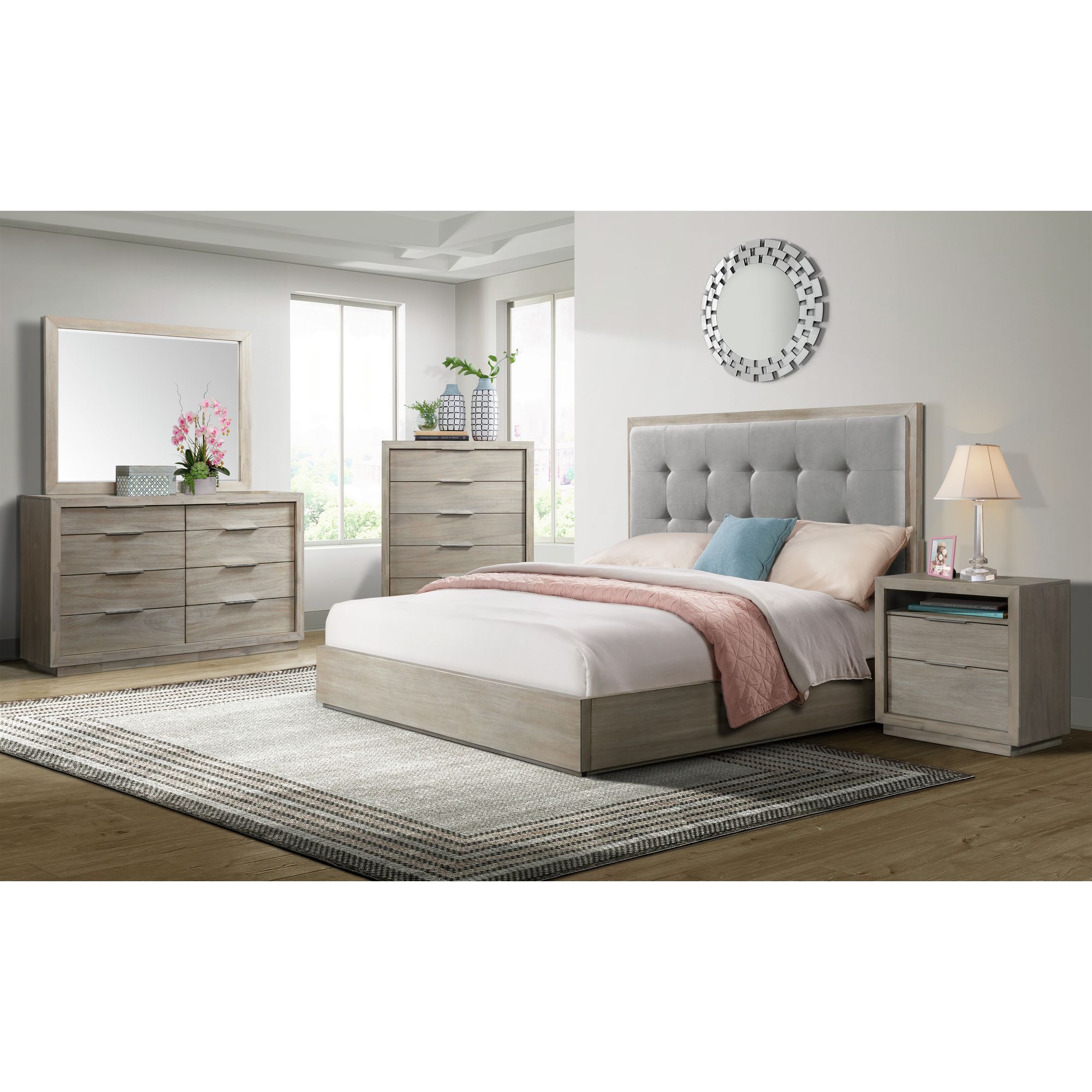 Model: B-3430-5-QB | Elements Arcadia Queen Bed in Grey