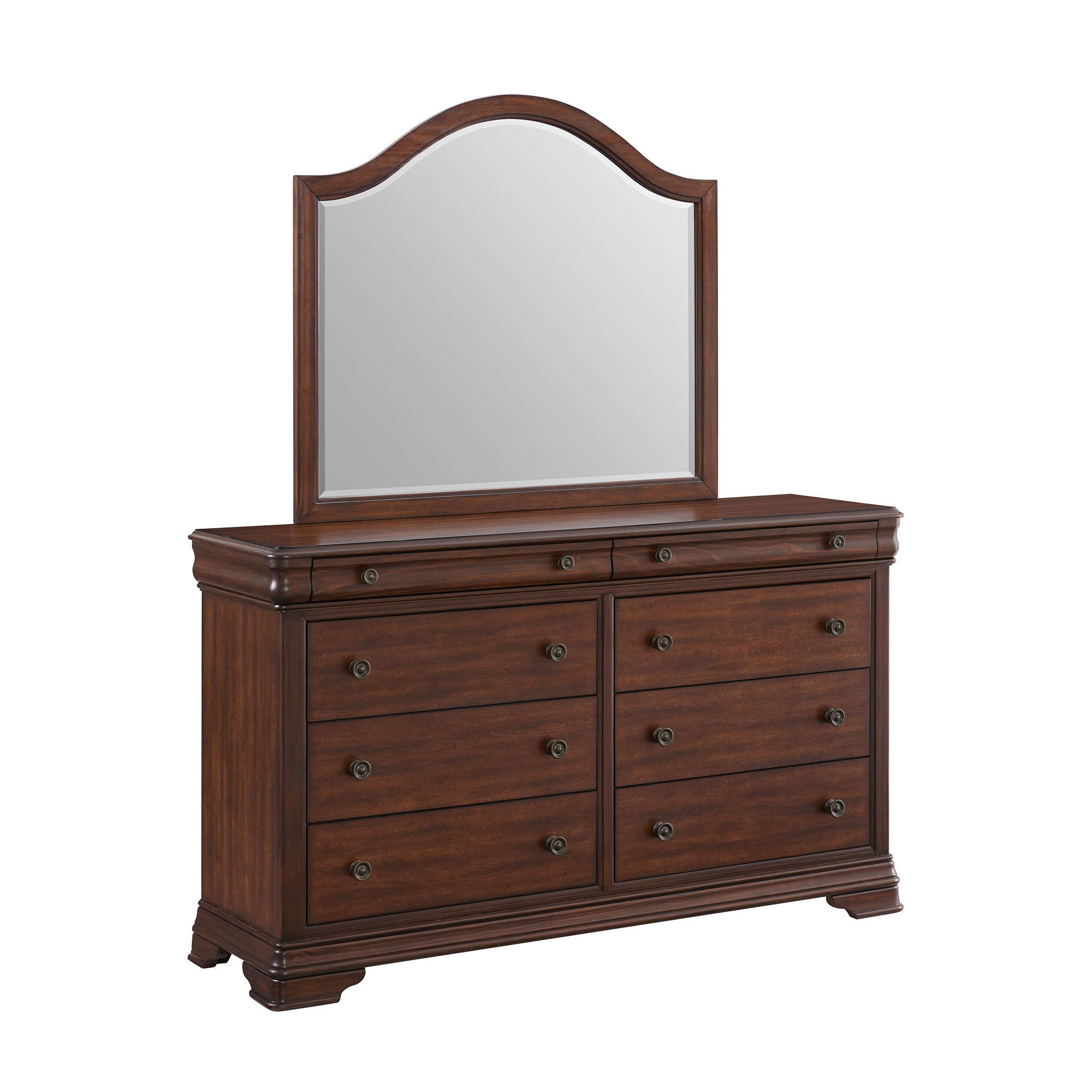 Elements Phillipe Dresser & Mirror Set in Cherry