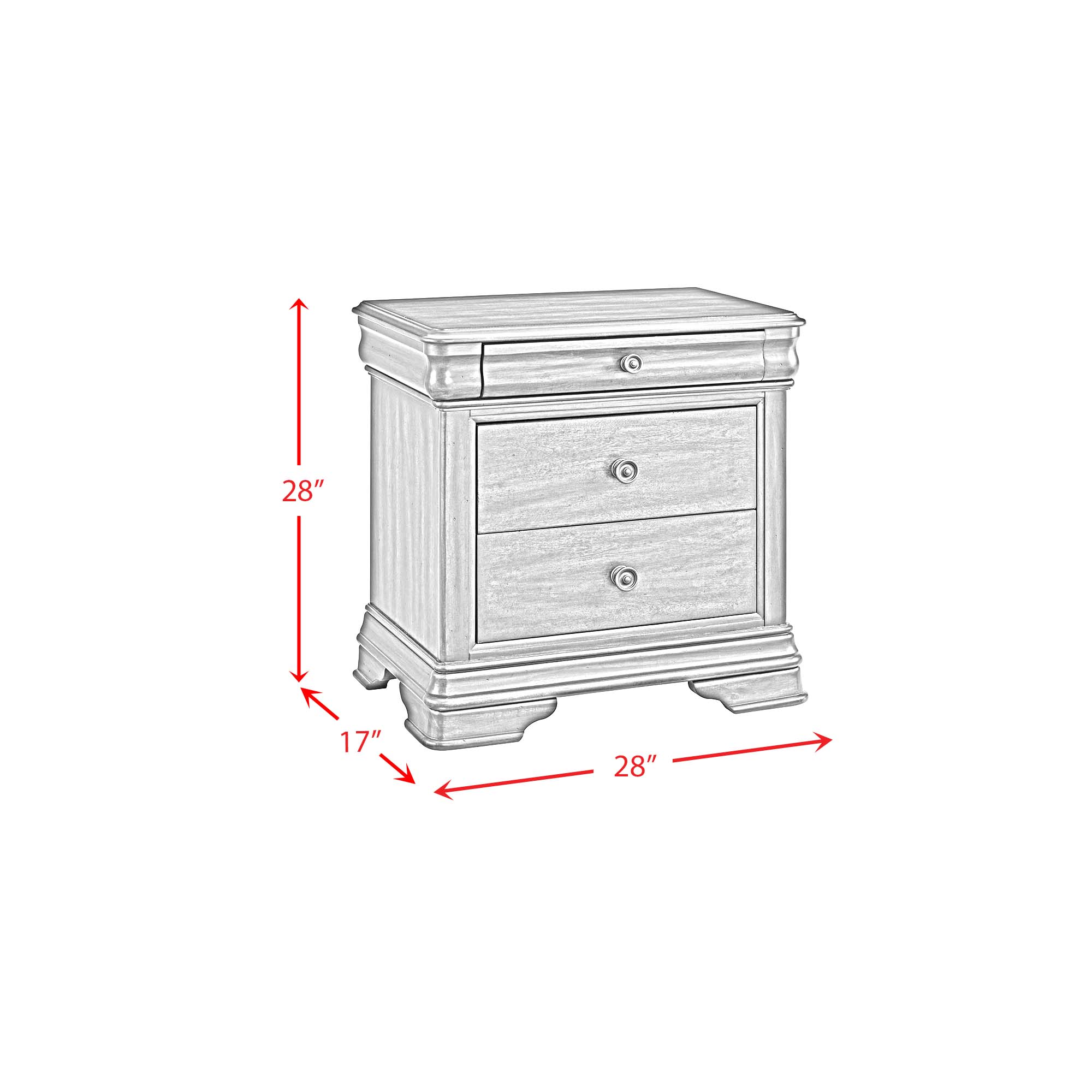 Model: B-5210-5-NS | Elements Phillipe 3-Drawer Nightstand With USB in Cherry
