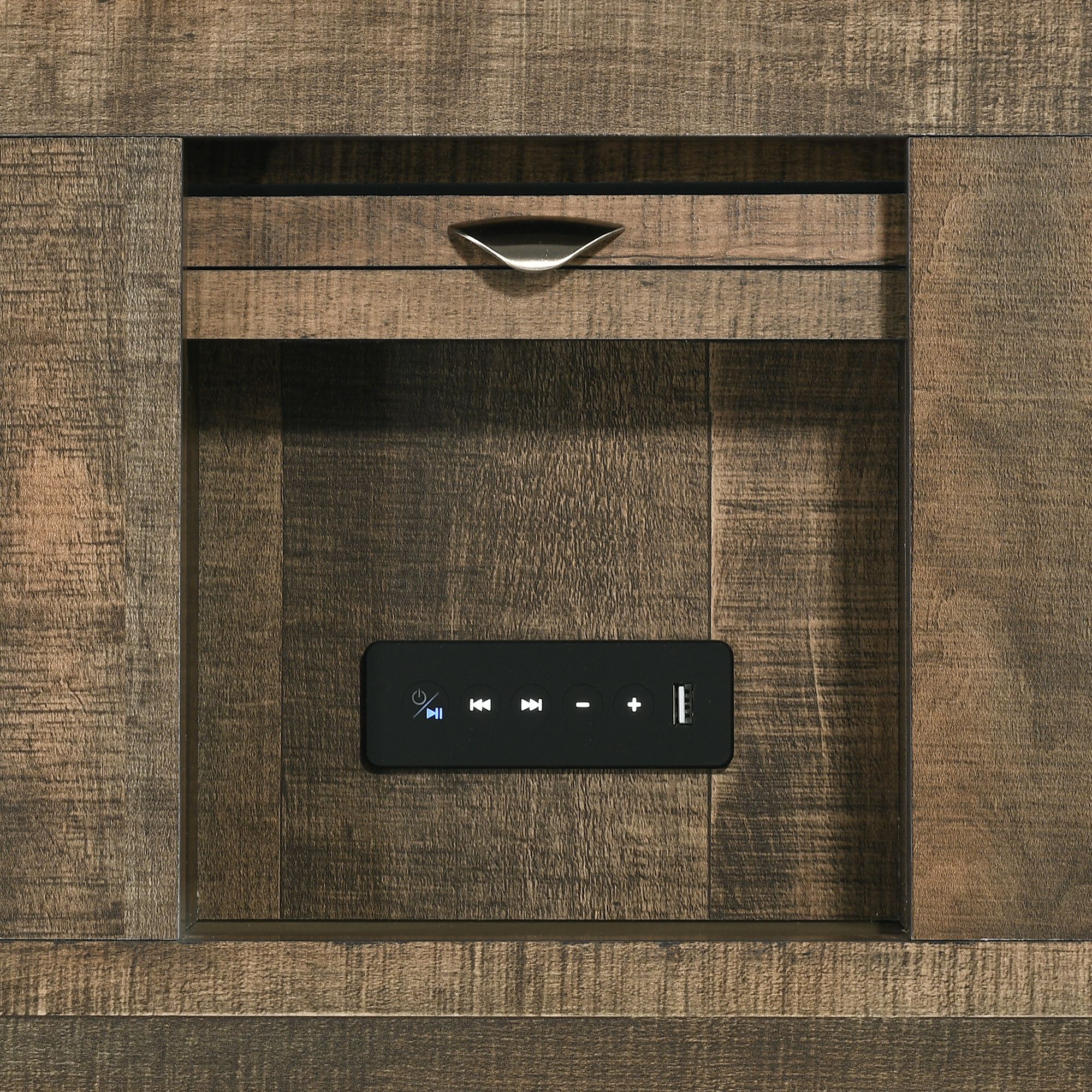 Model: BY520QB6PC | Elements Bailey Queen Bookcase Panel 6PC Bedroom Set with Bluetooth