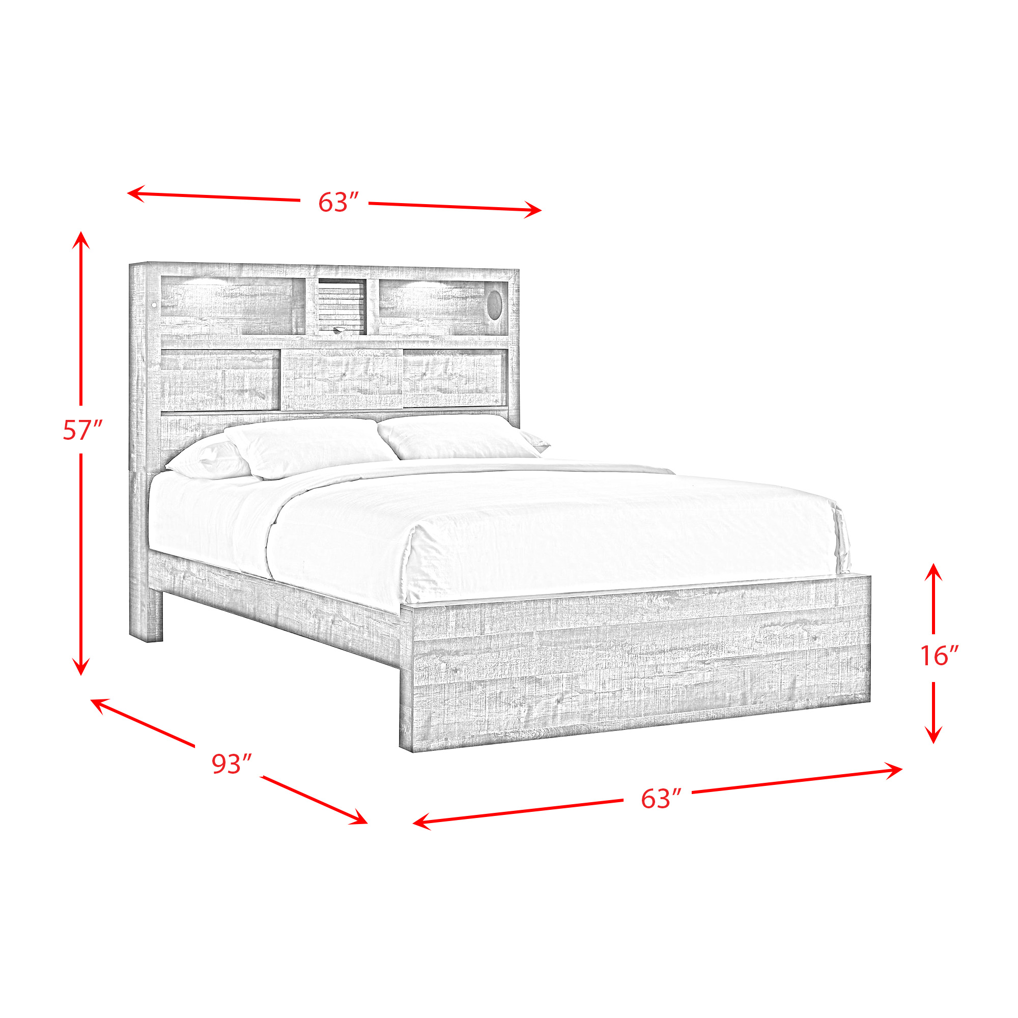 Model: BY520QB6PC | Elements Bailey Queen Bookcase Panel 6PC Bedroom Set with Bluetooth