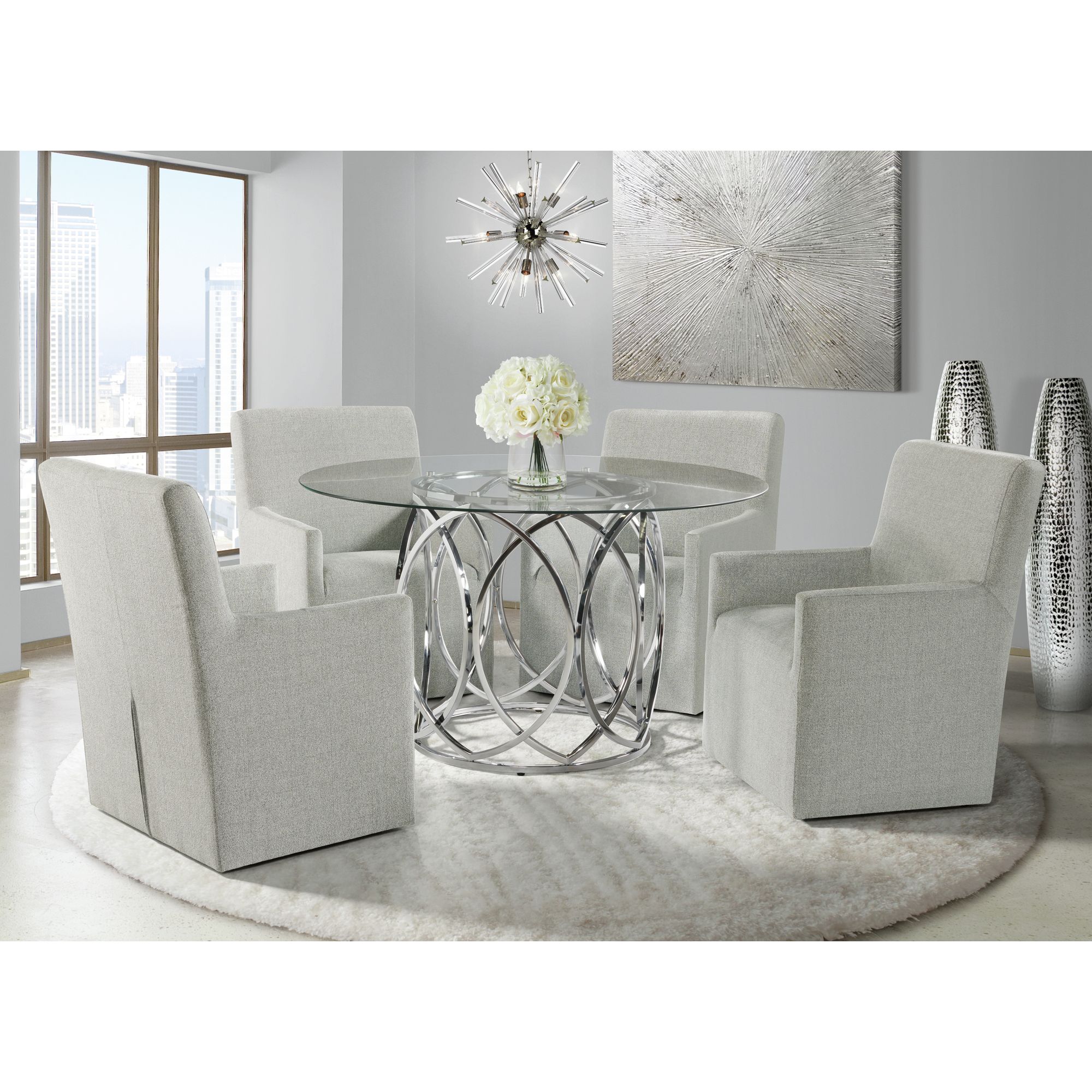 Model: CDML100A5PC | Elements Merlin Standard Height 5PC Dining Set-Table and Four Arm Chairs