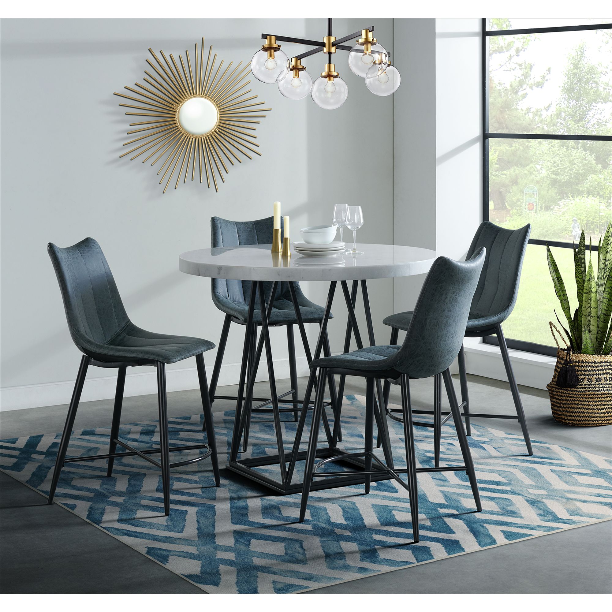Model: CDRK1505PC | Elements Riko 5PC Counter Height Dining Set-Table and Four Chairs