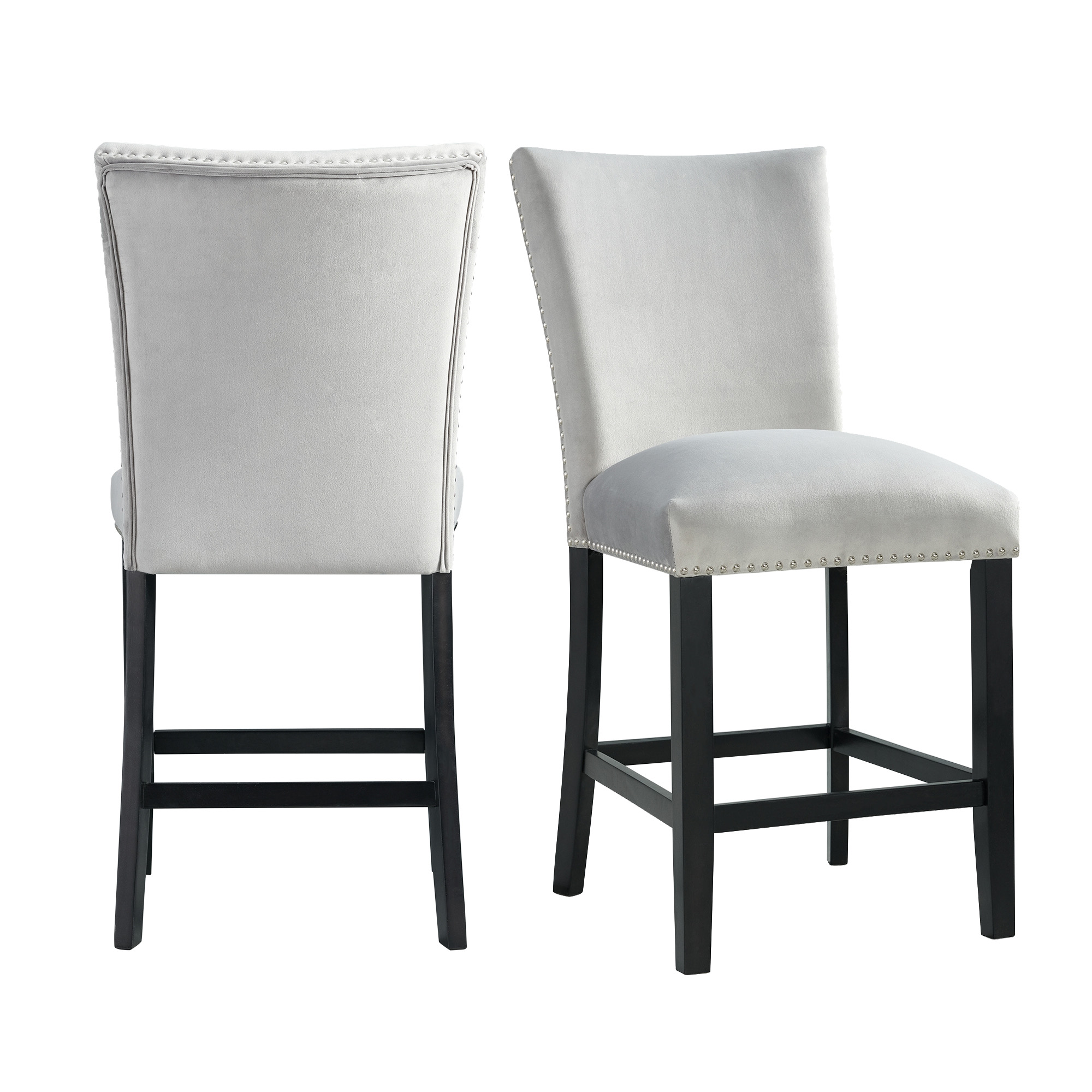Elements Francesca Counter Dining Gray Counter Velvet Side Chair (2 Per Pack)