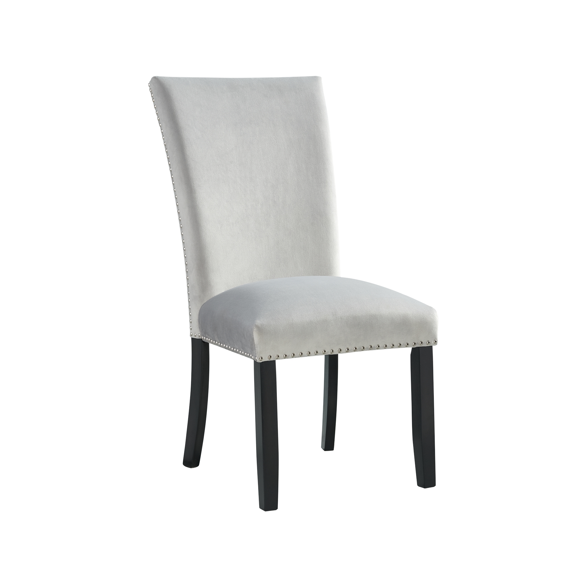 Model: CFC300VSC | Elements Francesca Rectangular Dining Grey Velvet Side Chair W/ Nailhead Trim (2 Per Pack)