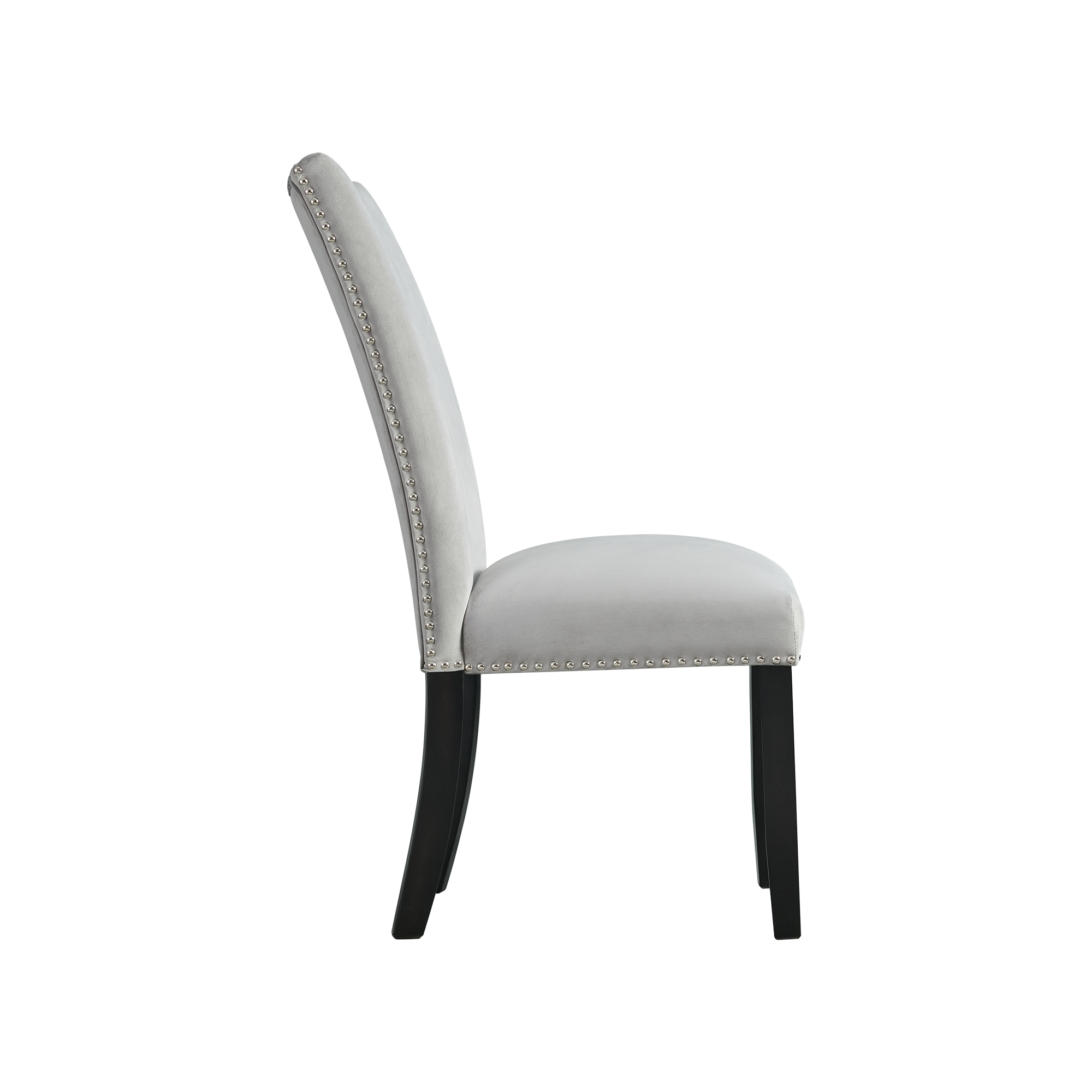 Model: CFC300VSC | Elements Francesca Rectangular Dining Grey Velvet Side Chair W/ Nailhead Trim (2 Per Pack)