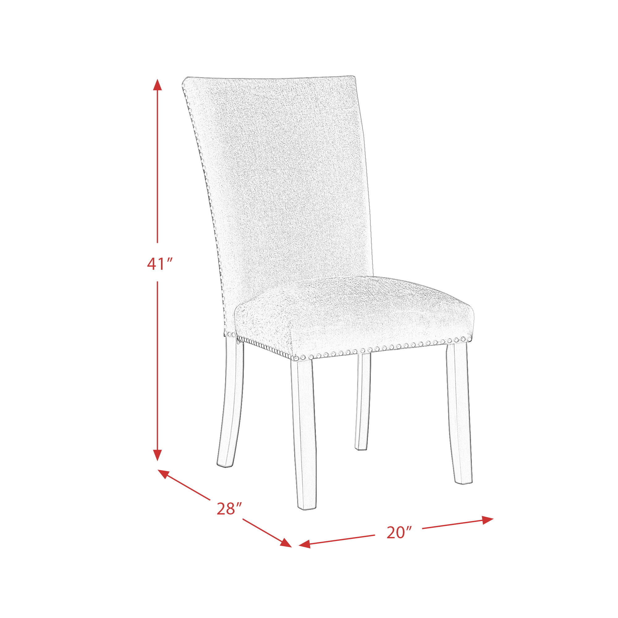 Model: CFC300VSC | Elements Francesca Rectangular Dining Grey Velvet Side Chair W/ Nailhead Trim (2 Per Pack)