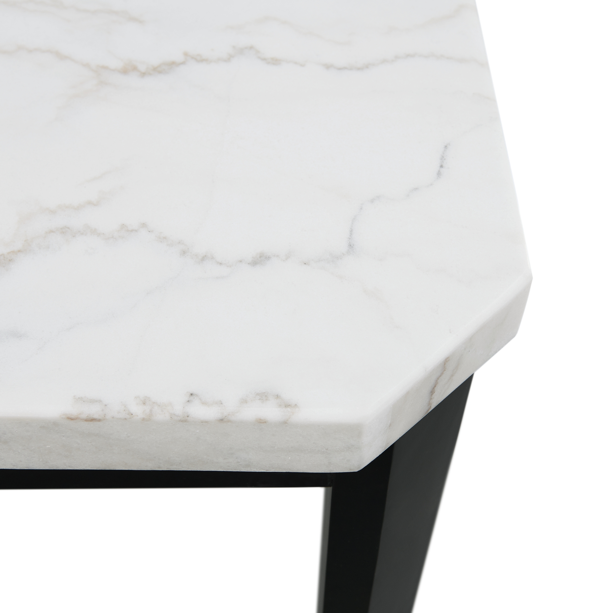 Model: CFC700RBL5PC | Elements Francesca White Marble 5PC Dining Set-Table & Four Black Faux Leather Chairs