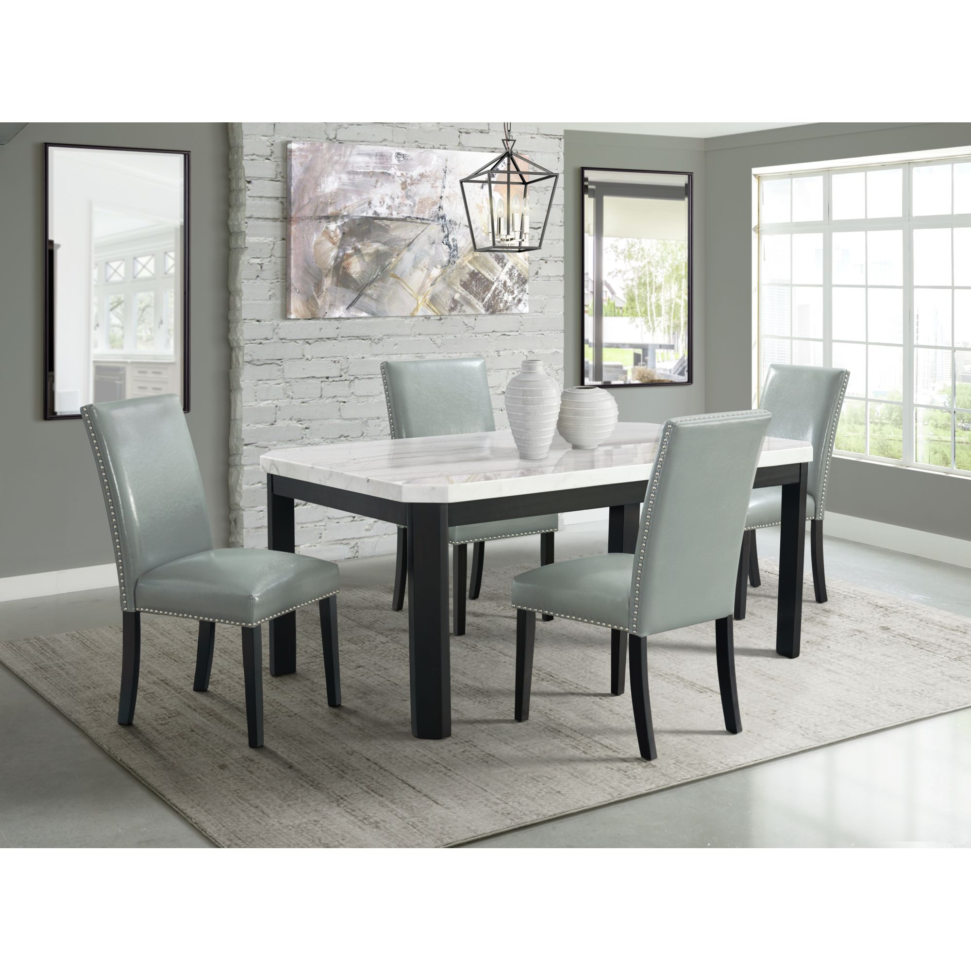 Model: CFC700RGY5PC | Elements Francesca 5PC Rectangular Dining Set - Table & Four Gray Chairs