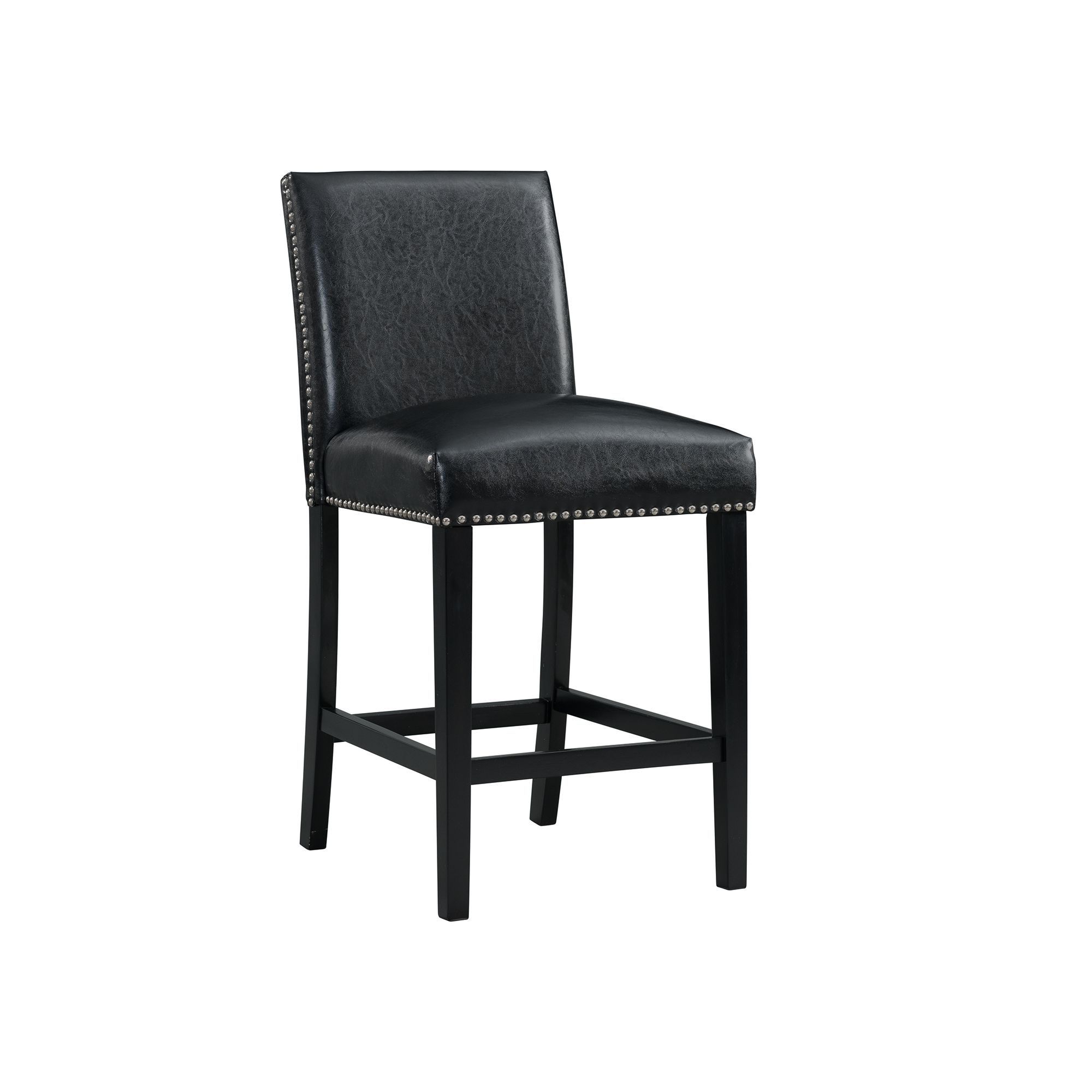 Model: CFC700SBL5PC | Elements Francesca White Marble 5PC Counter Height Dining Set-Table & Four Black Faux Leather Chairs
