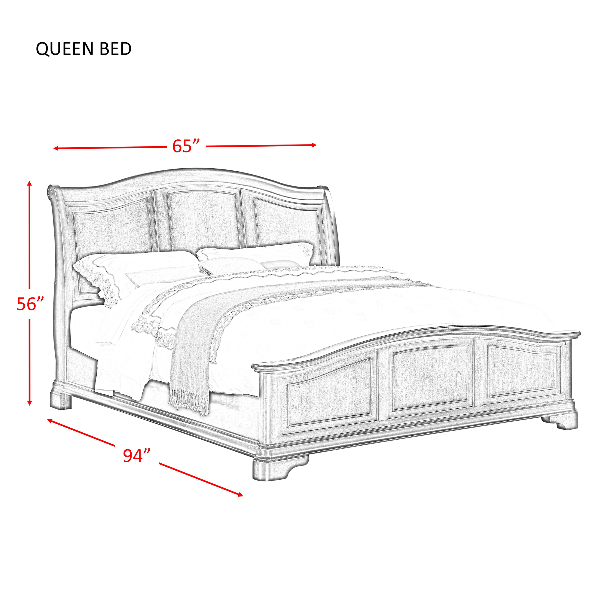 Model: CM750QB3PC | Elements Cameron Cherry Queen Panel 3PC Bedroom Set