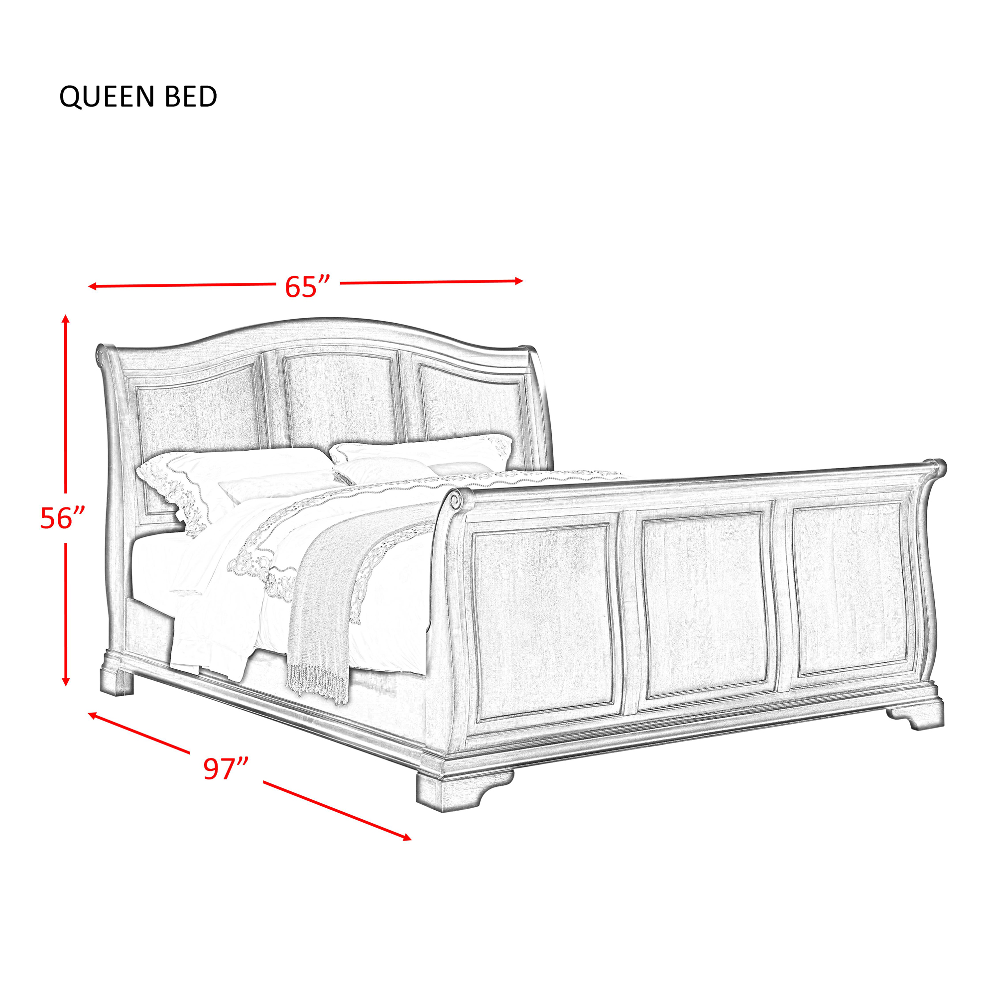 Model: CM750QSB4PC | Elements Cameron Cherry Queen Sleigh 4PC Bedroom Set